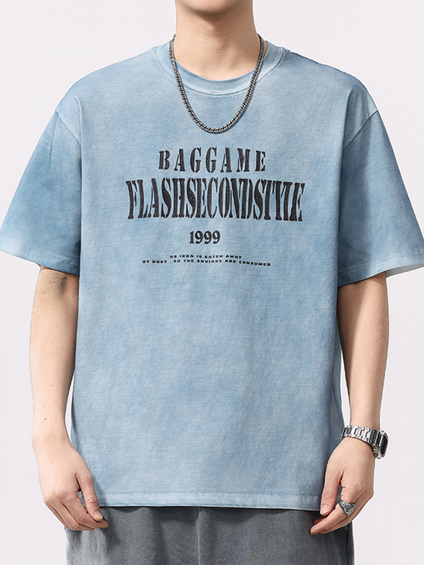 Men's Plus Size Letter Round Neck Short Sleeve T-Shirt