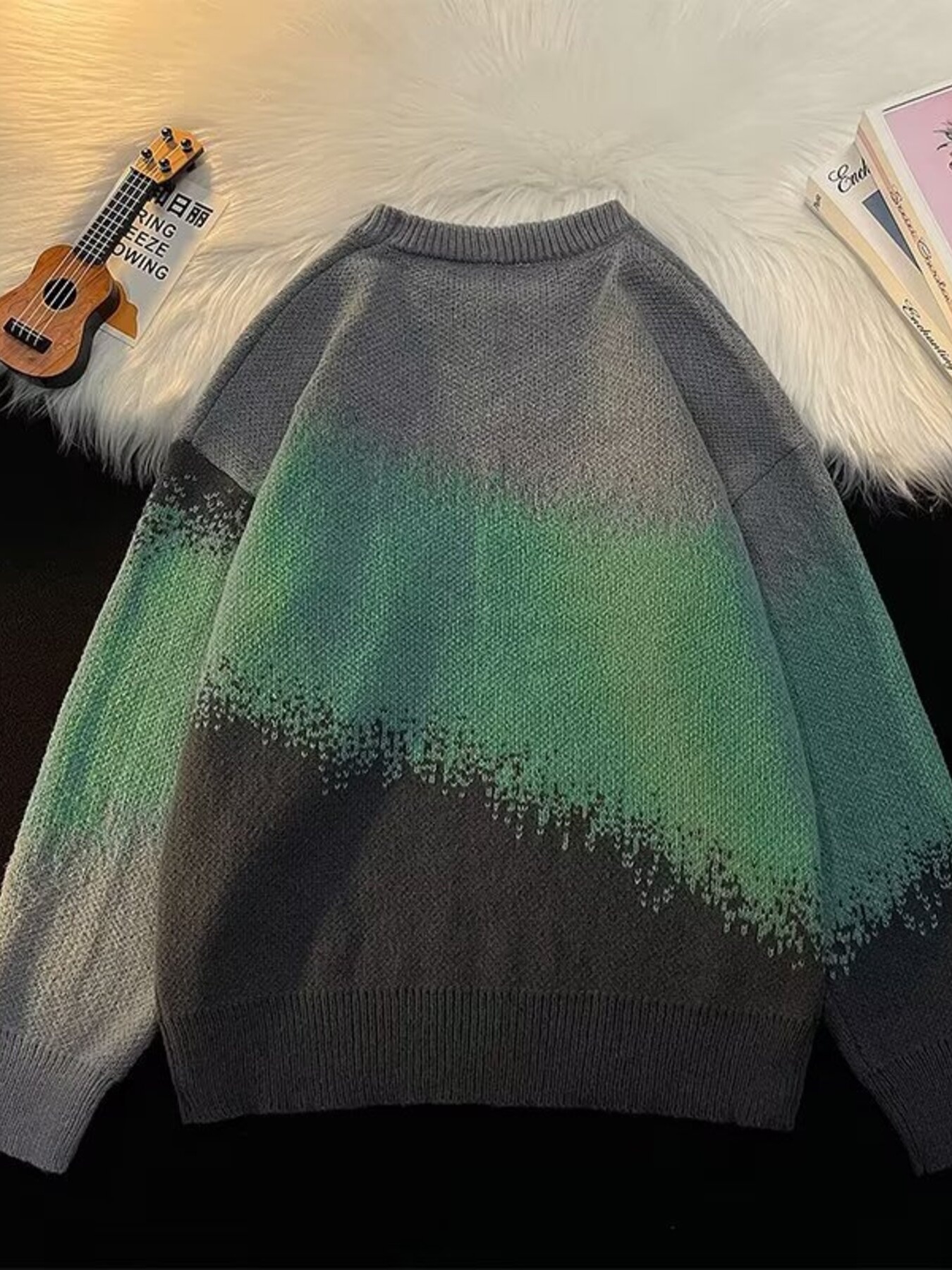 Men's Plus Size Gradient Color Block Sweater