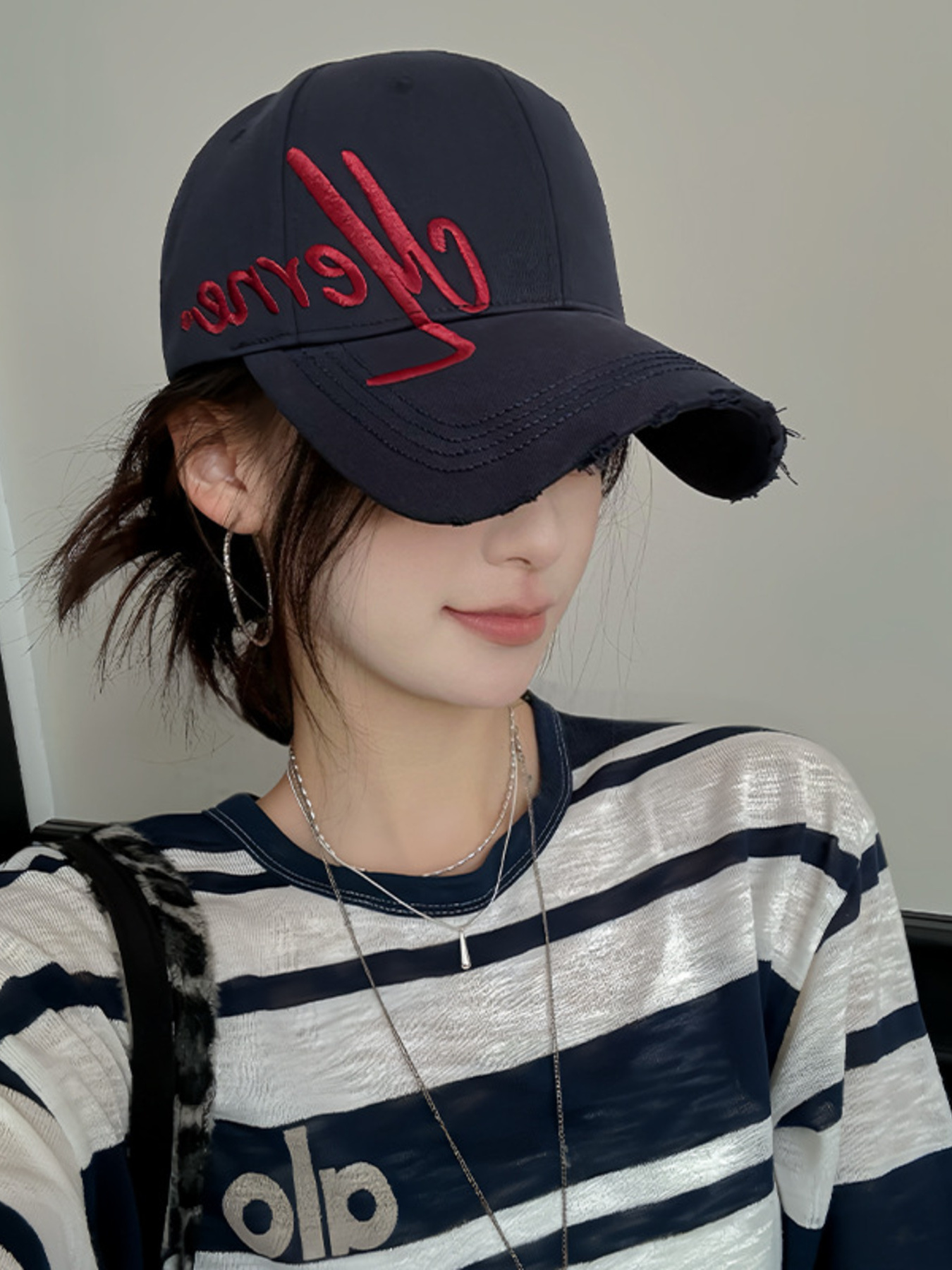 Embroidered Distressed Baseball Cap 5