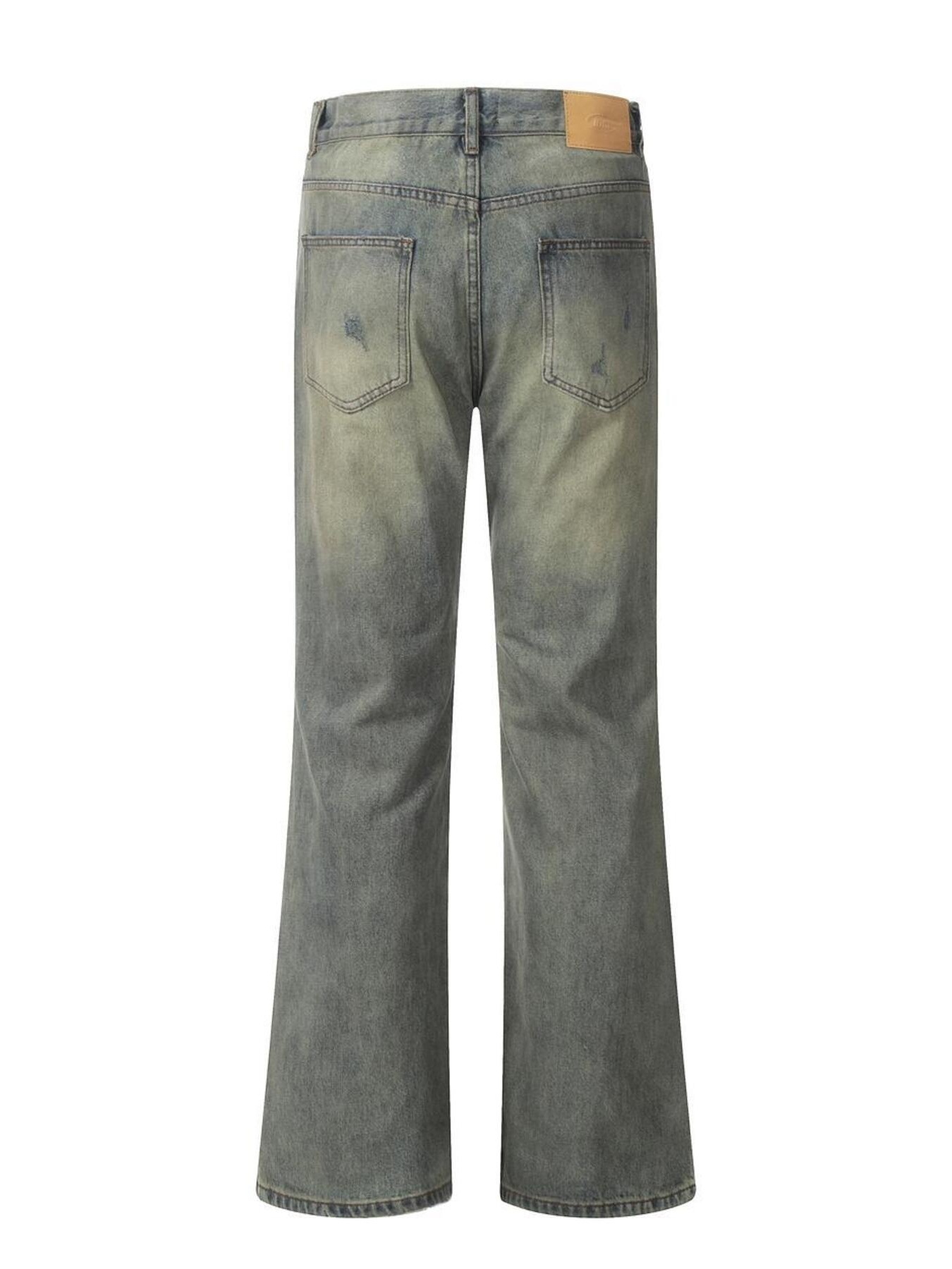 Men's Distressed Slim Bootcut Washed Jeans