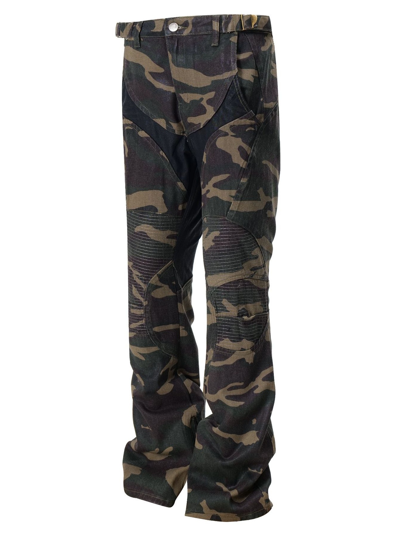 Men's Camouflage Bootcut Jeans with Seam Detail