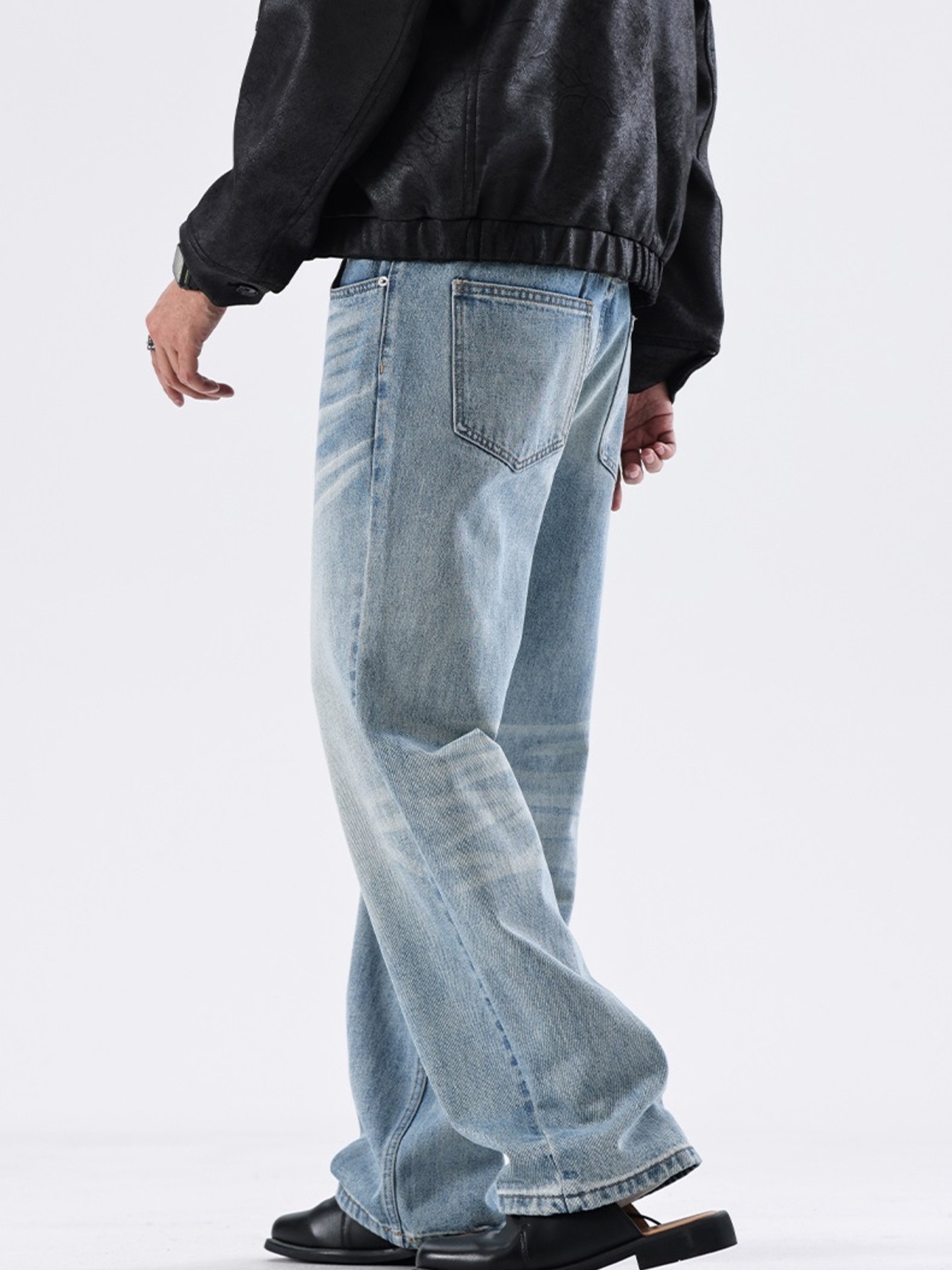 Men's Full Size Washed Wide Leg Relaxed Fit Jeans