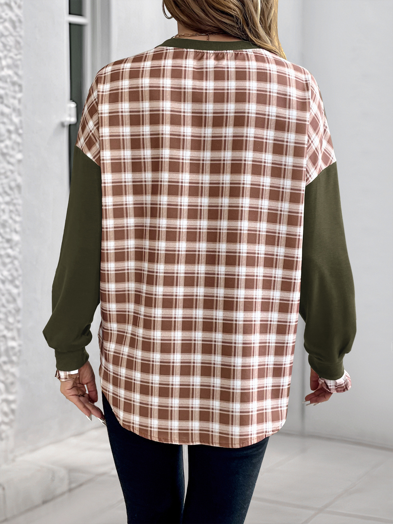 Plaid Long Sleeve Sweatshirt