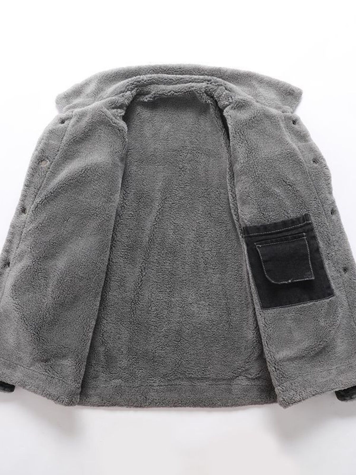 Men's Plus Size Button Up Sherpa Lined Denim Jacket