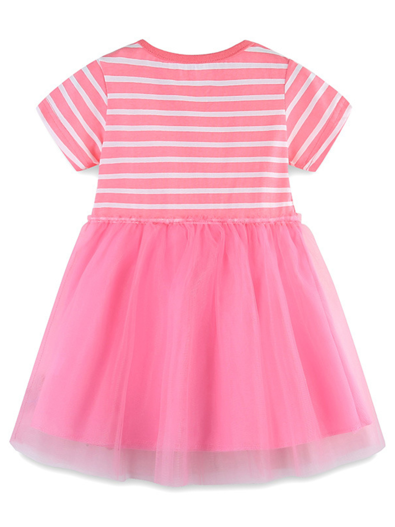 Children's Striped Tulle Dress with Bunny Applique 5