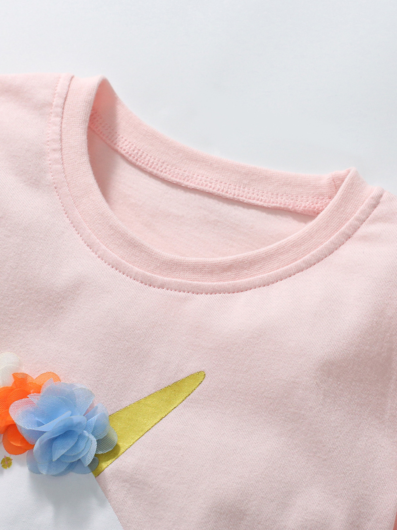 Children's Unicorn Graphic Round Neck T-Shirt