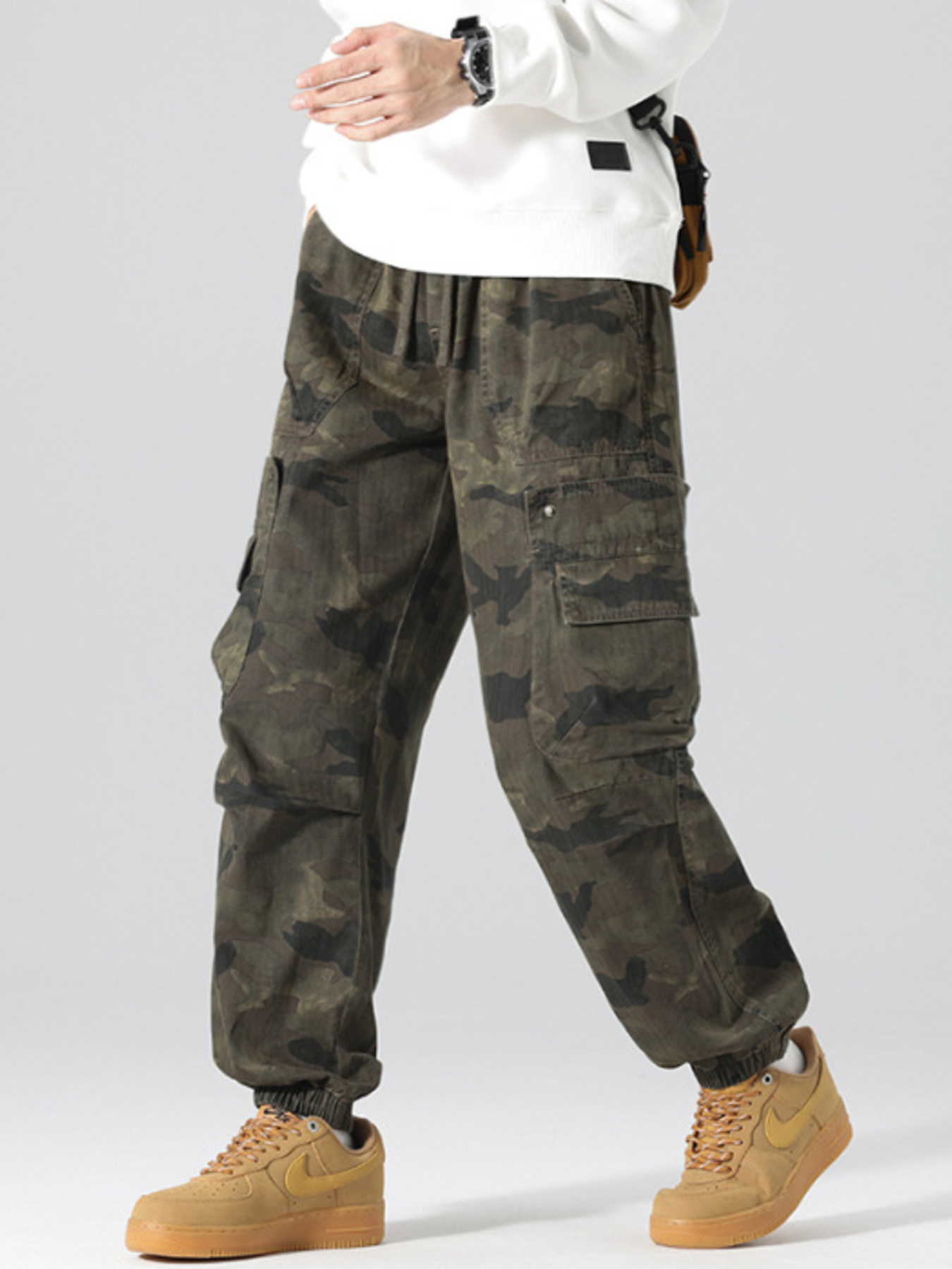 Men's Plus Size Camouflage Cargo Pants with Multi-Pocket