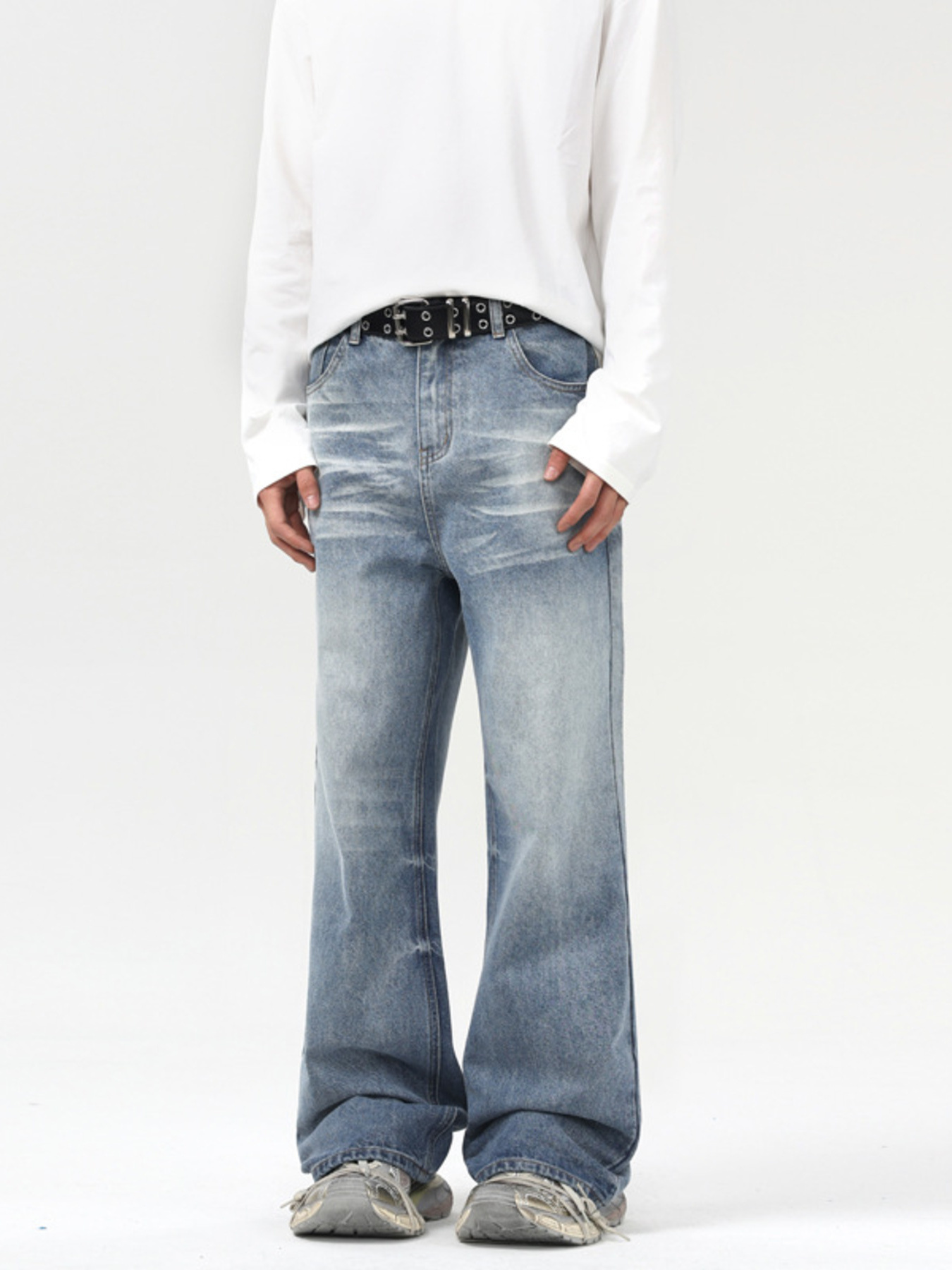 Men's Wash Wide Leg Jeans