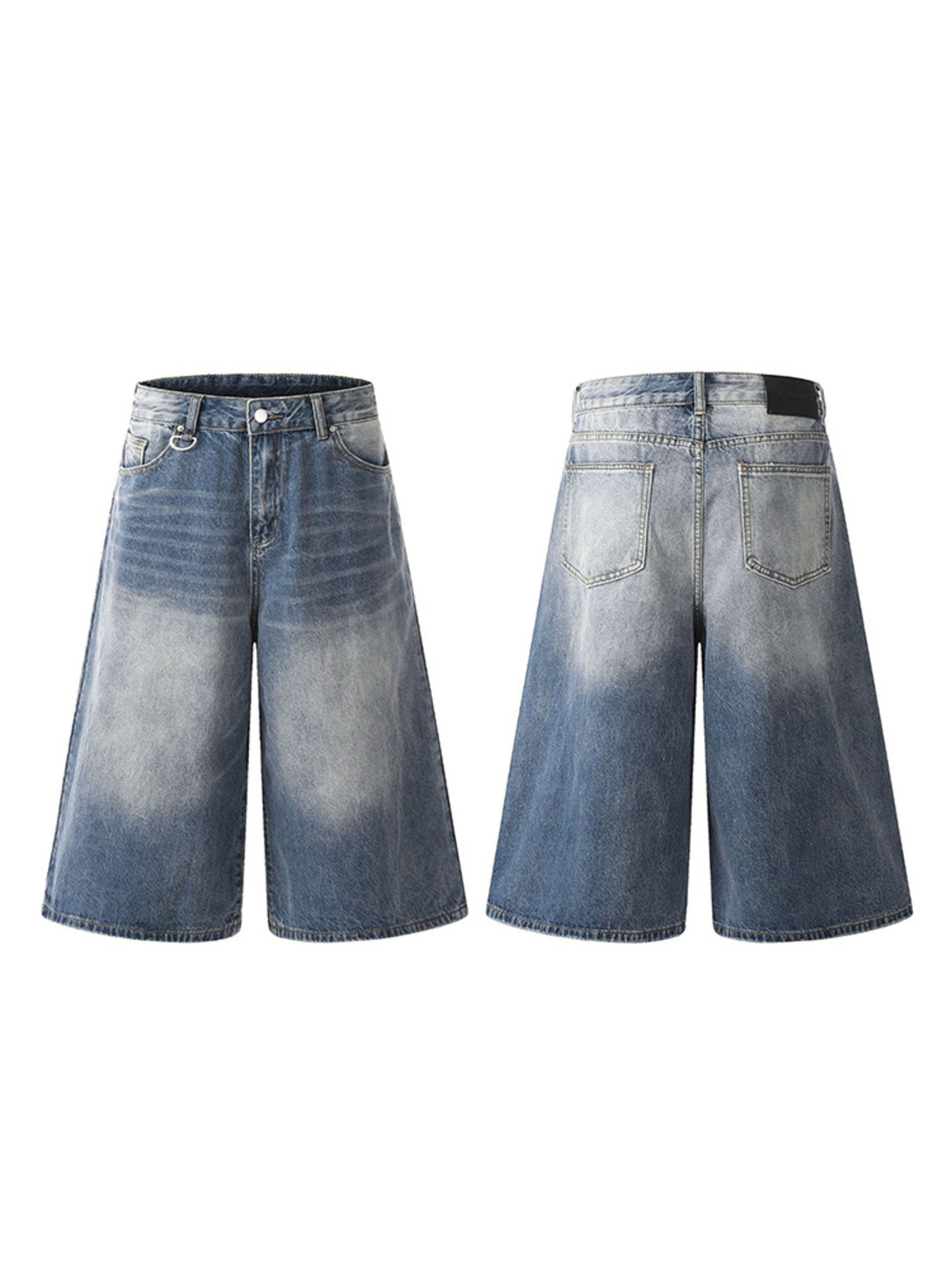 Men's Vintage Washed Wide Leg Denim Shorts