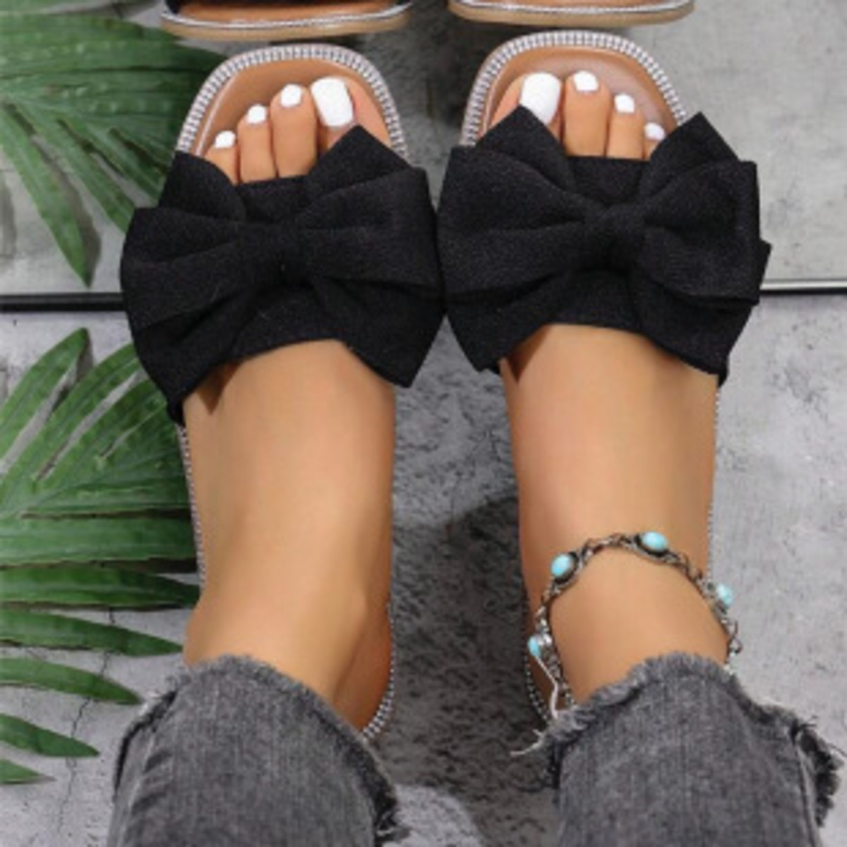 Bow Open Toe Flats Sandals