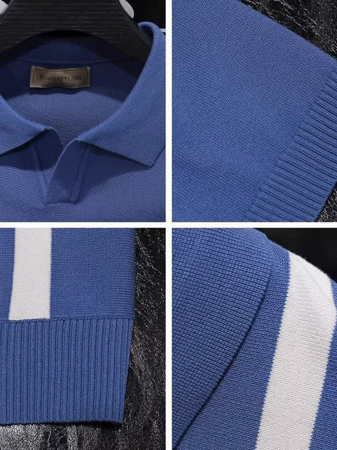 Men's Full Size Contrast Striped Short Sleeve Polo Plus Size