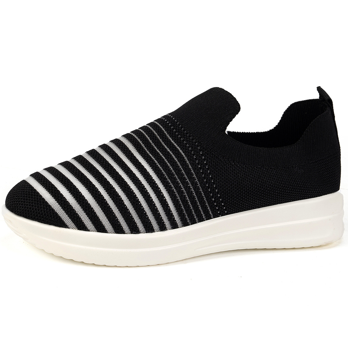 Striped Round Toe Platform Slip-Ons