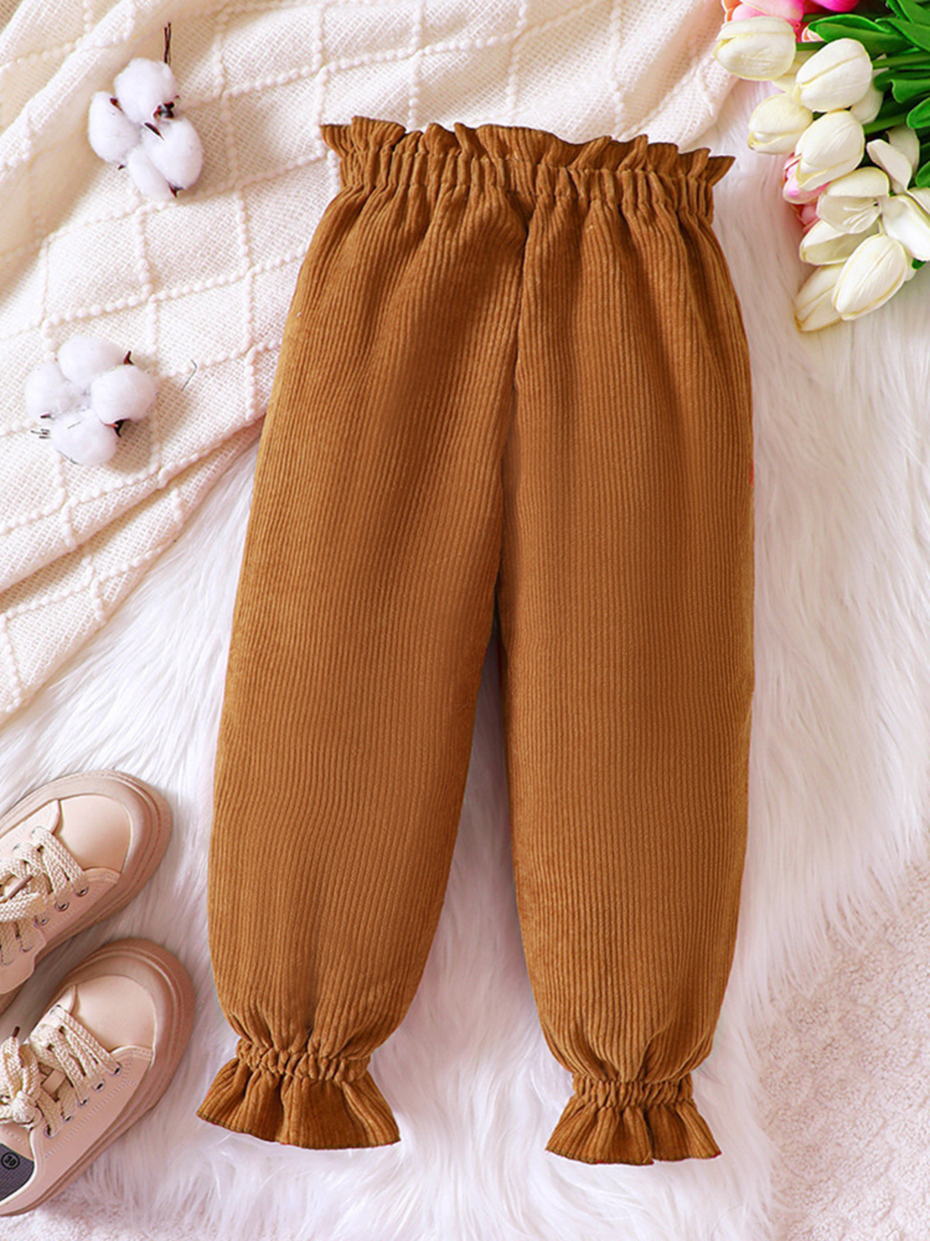 Children's Ruffled Hem Corduroy Pants