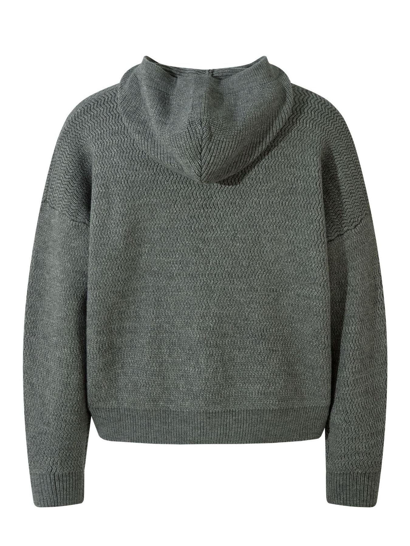 Men's Textured Knit Zip-Up Hooded Cardigan