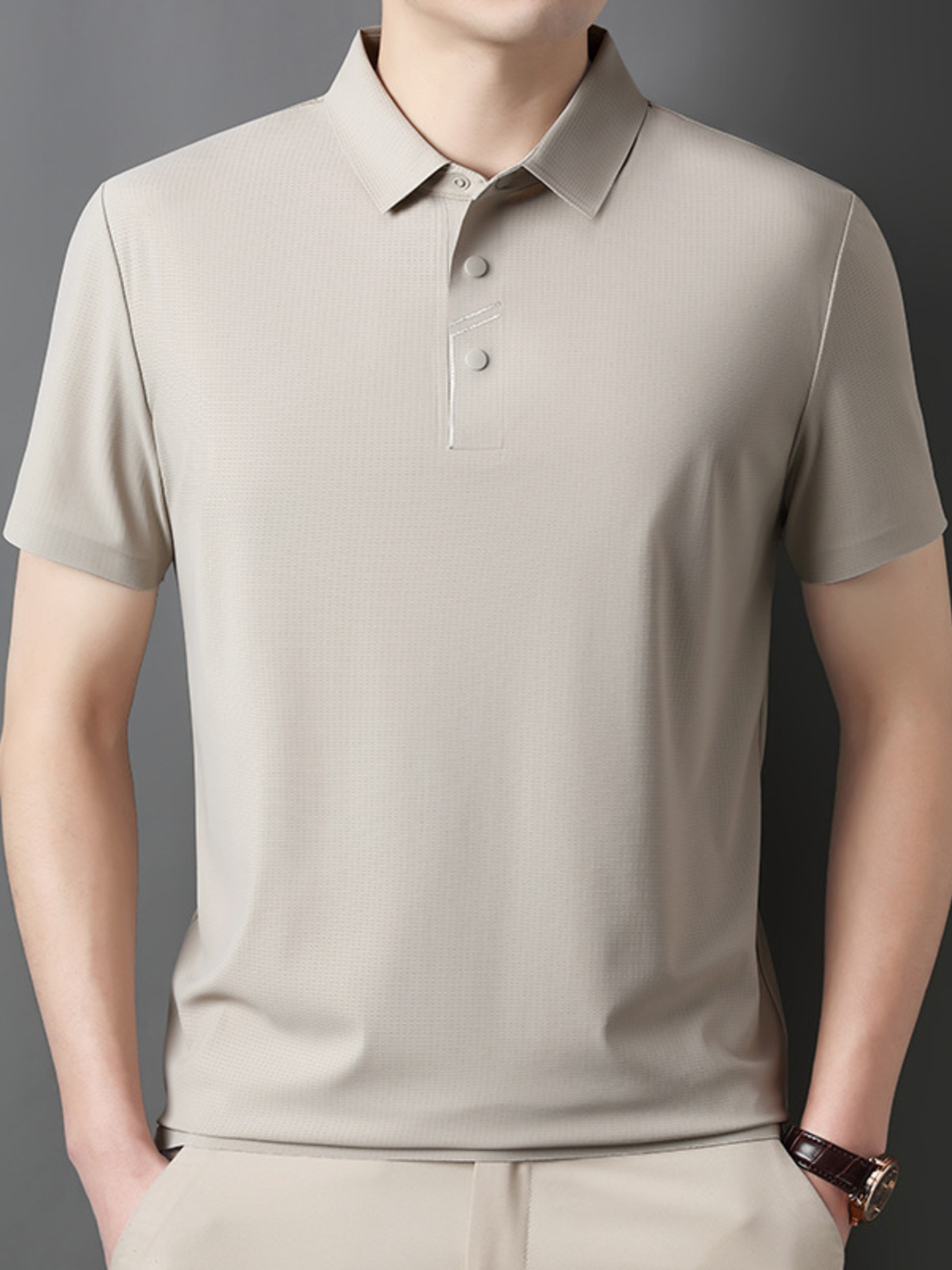 Men's Plus Size Button Detail Short Sleeve Polo