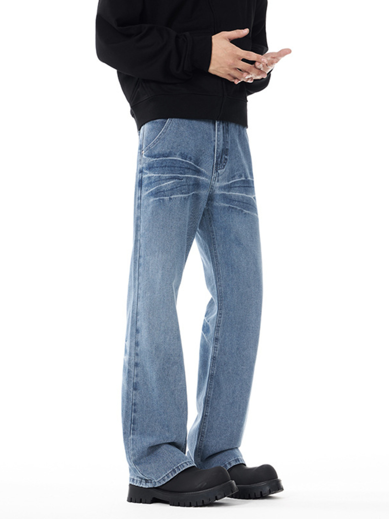 Men's Washed Wide Leg Flare Jeans