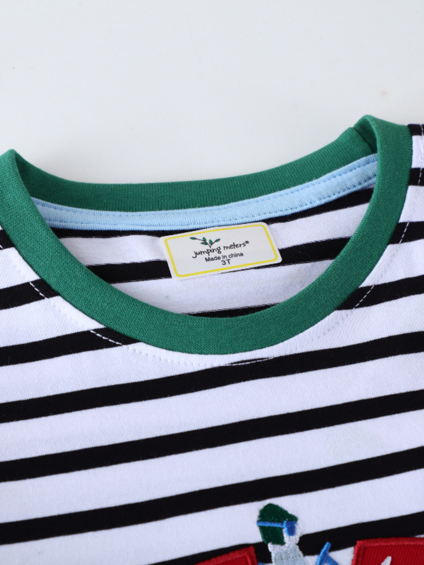 Children's Racing Car Embroidered Striped Long Sleeve T-Shirt