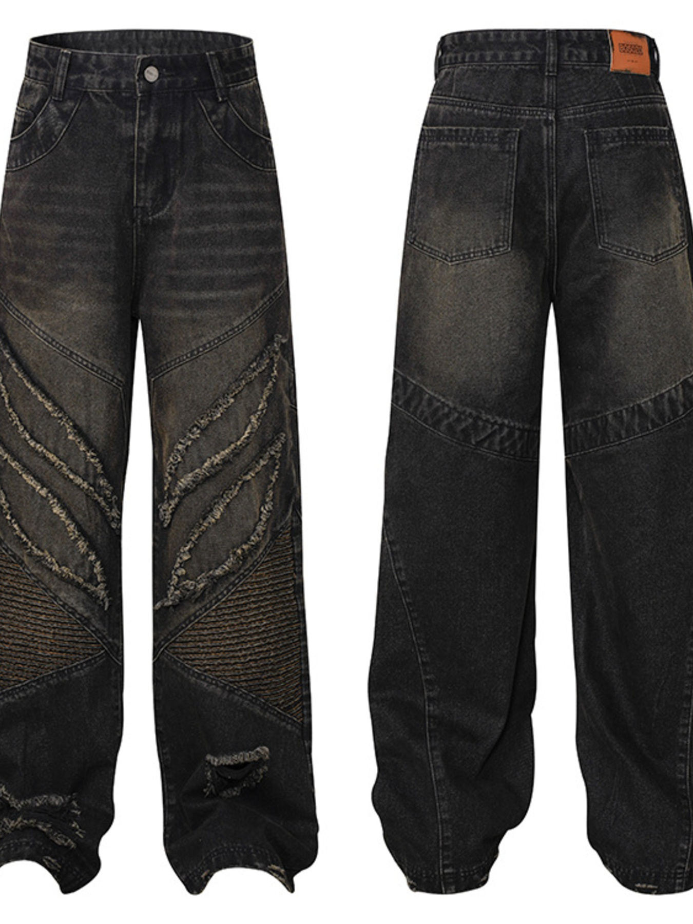 Men's Frayed Hem Loose Fit Jeans