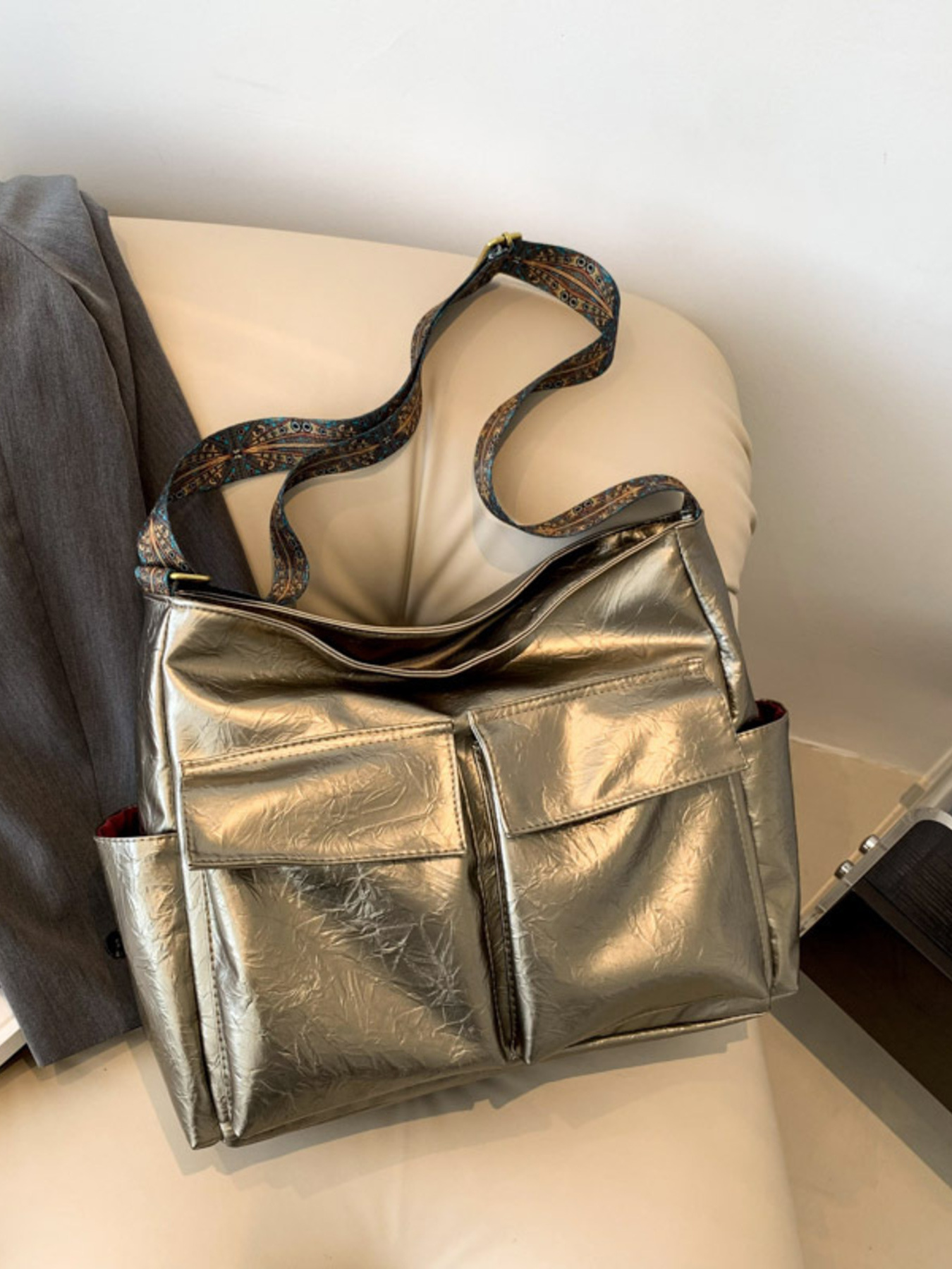 Adjustable Strap Multi Pocket Handbag