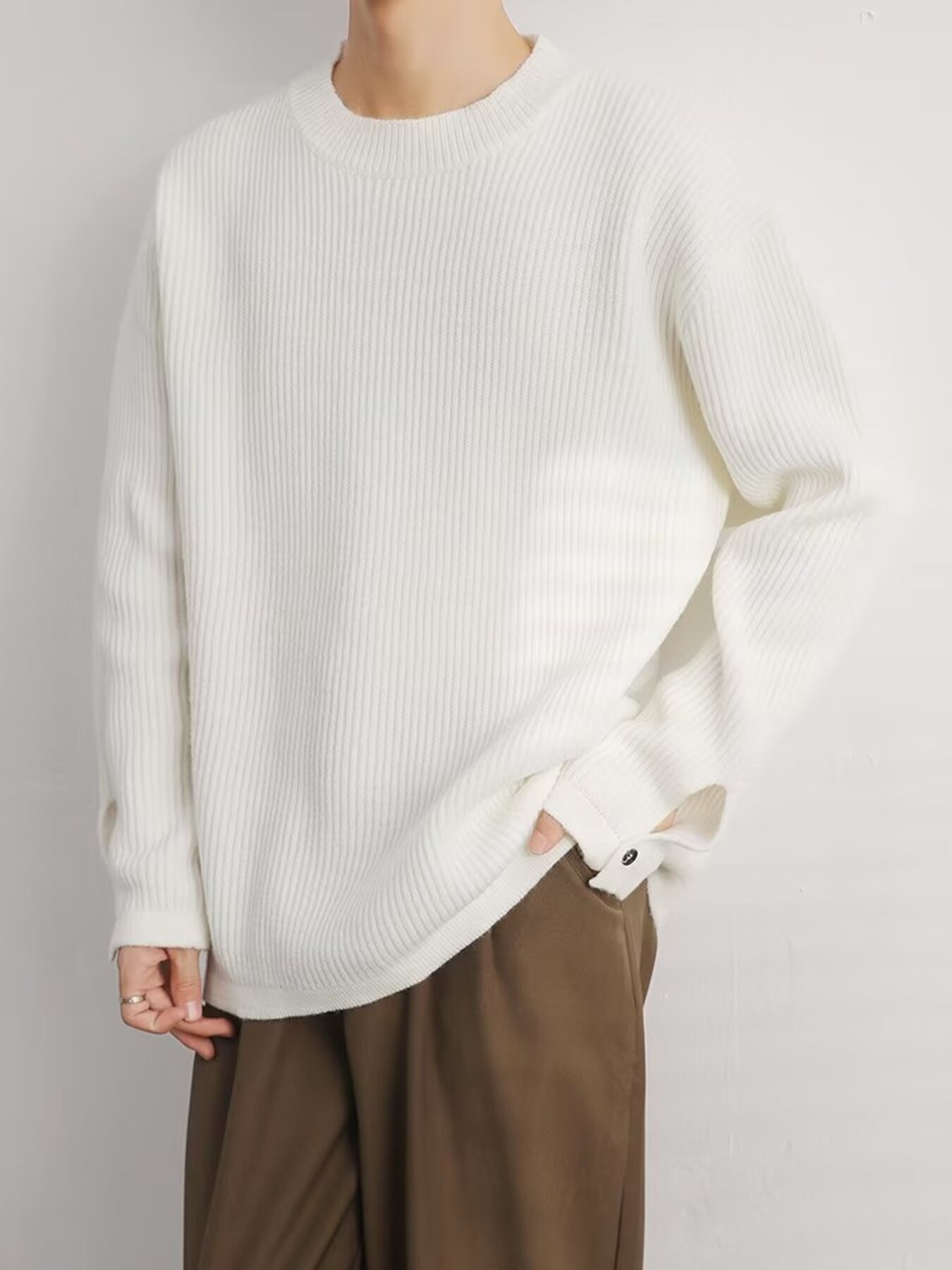 Men's Oversized Ribbed Long Sleeve Sweater