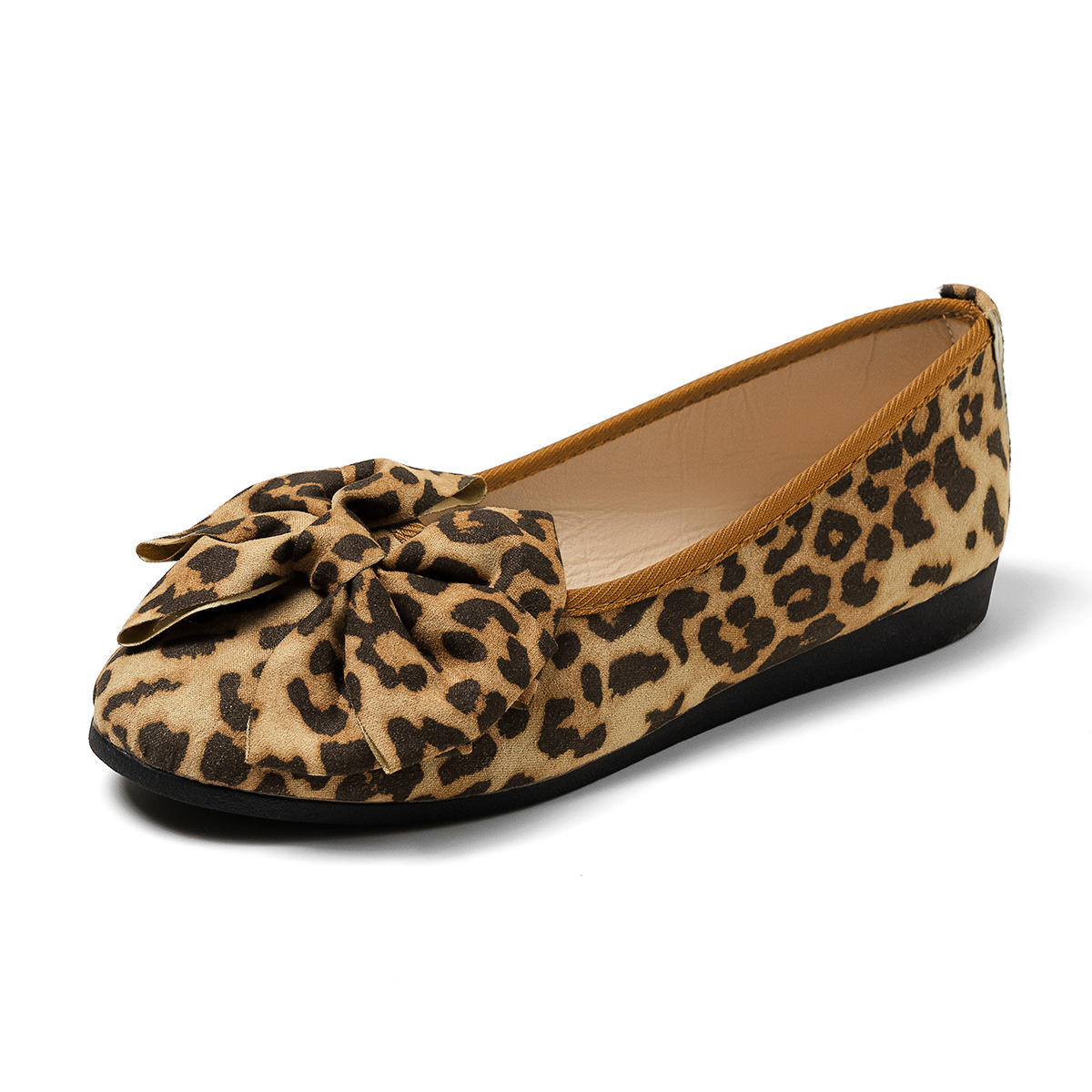 Leopard Bow Flat Slip-Ons