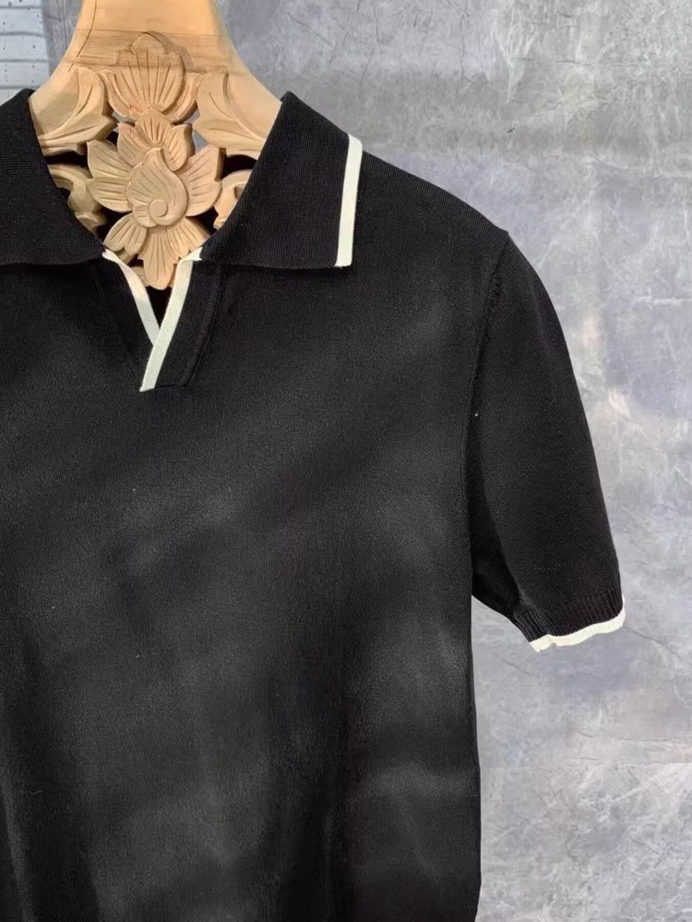 Men's Full Size Contrast Trim Short Sleeve Knit Polo Plus Size