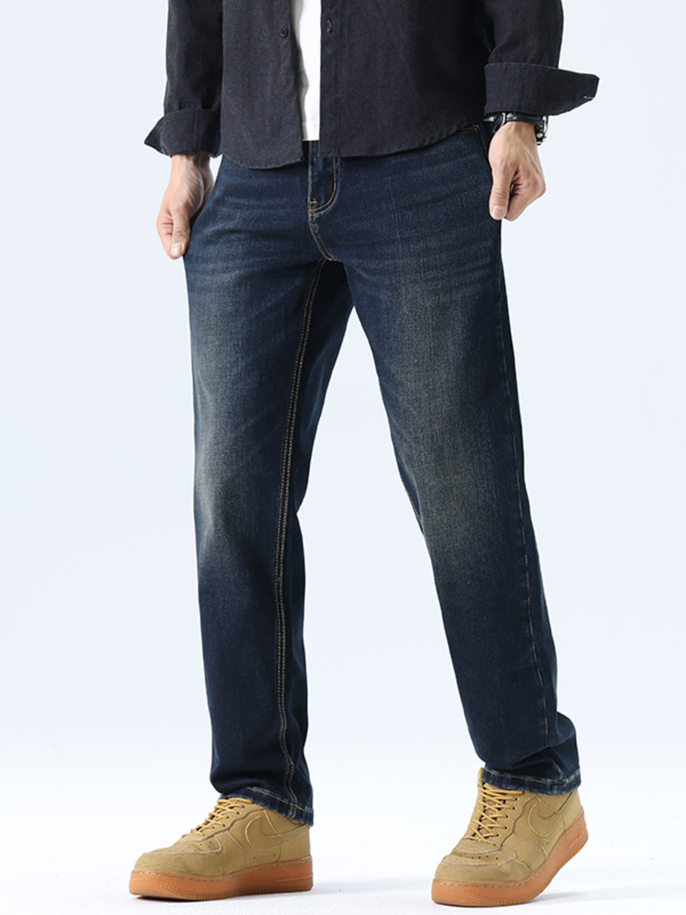 Men's Straight Leg Washed Jeans