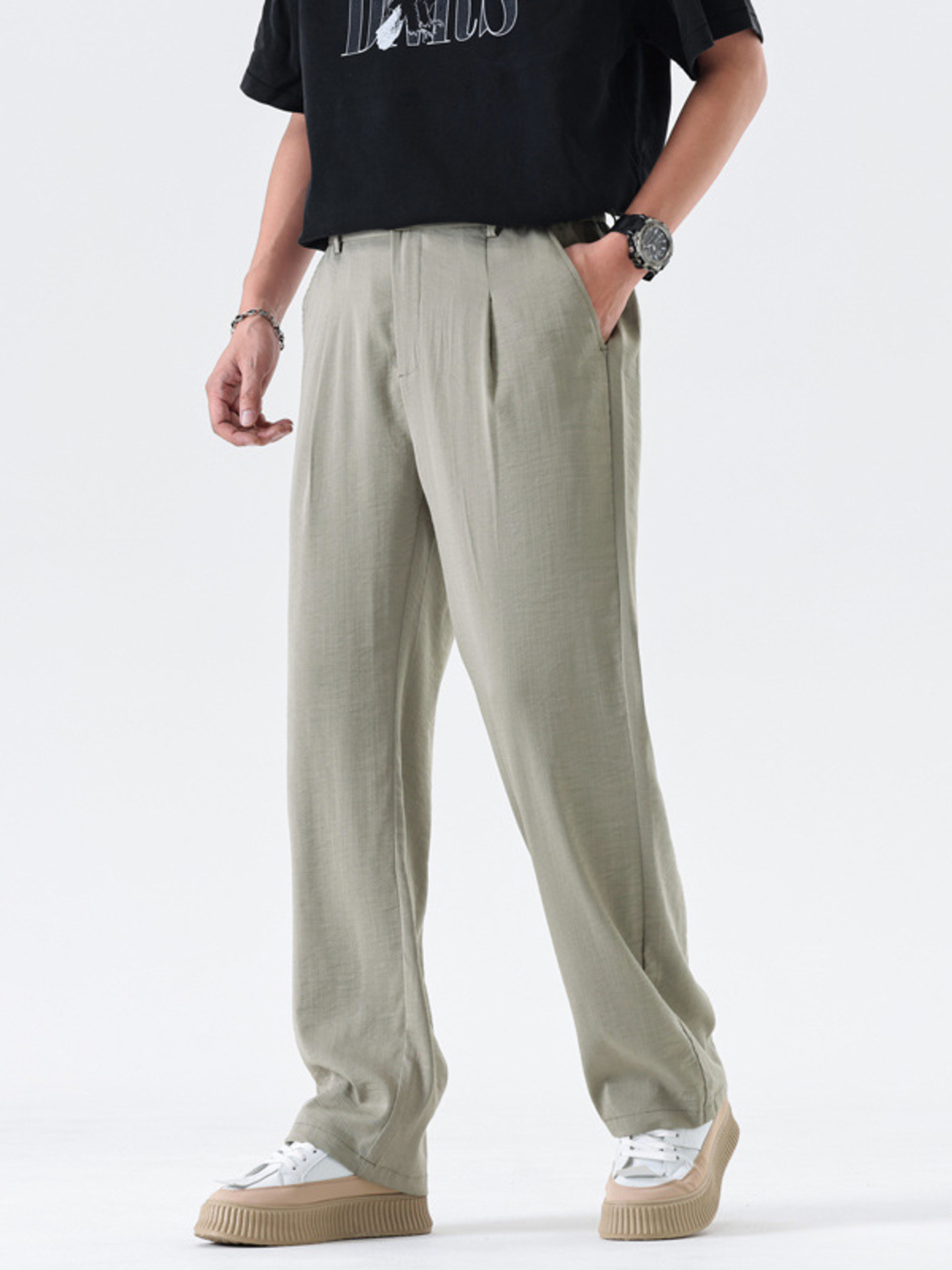Men's Full Size Relaxed Fit Wide Leg Casual Pants Plus Size