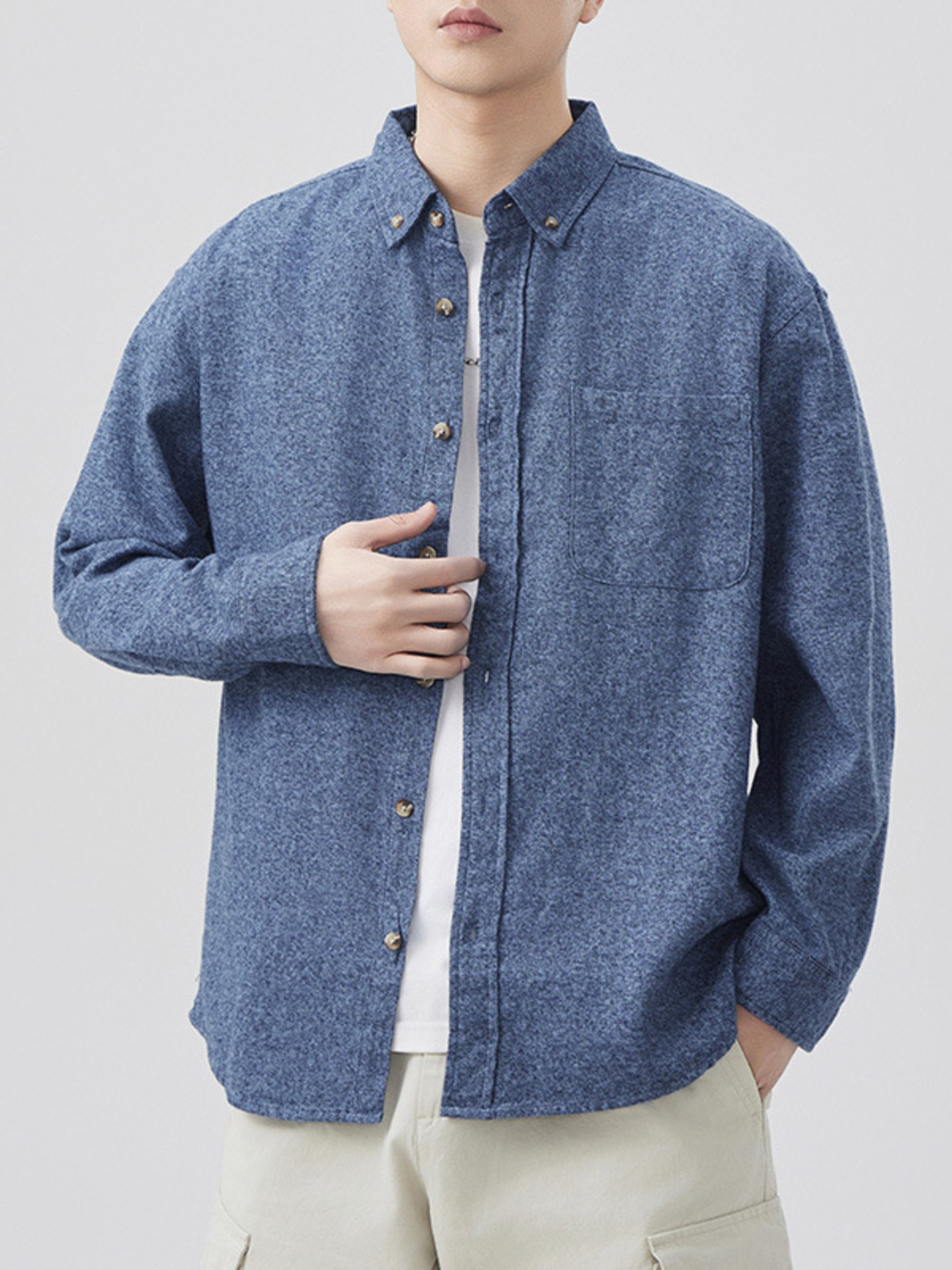 Men's Plus Size Button Up Long Sleeve Shirt