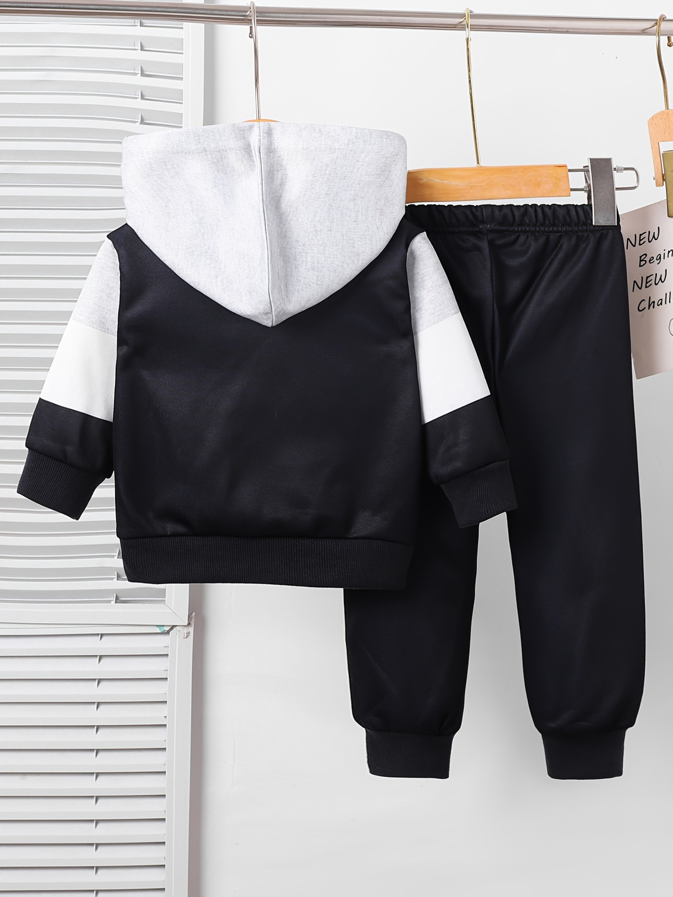 Children's Color Block Casual Hoodie & Pants Set