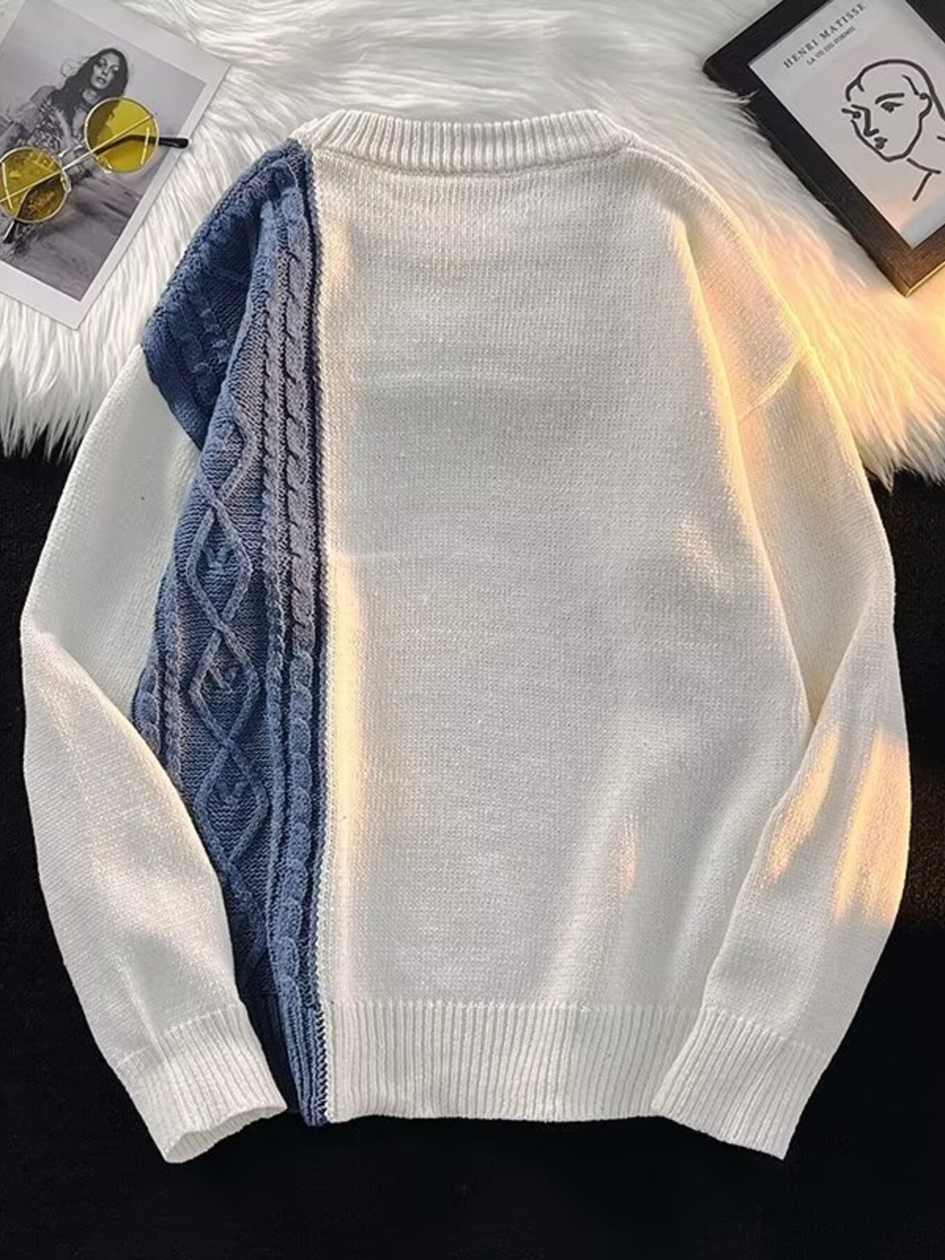 Men's Color Block Round Neck Sweater