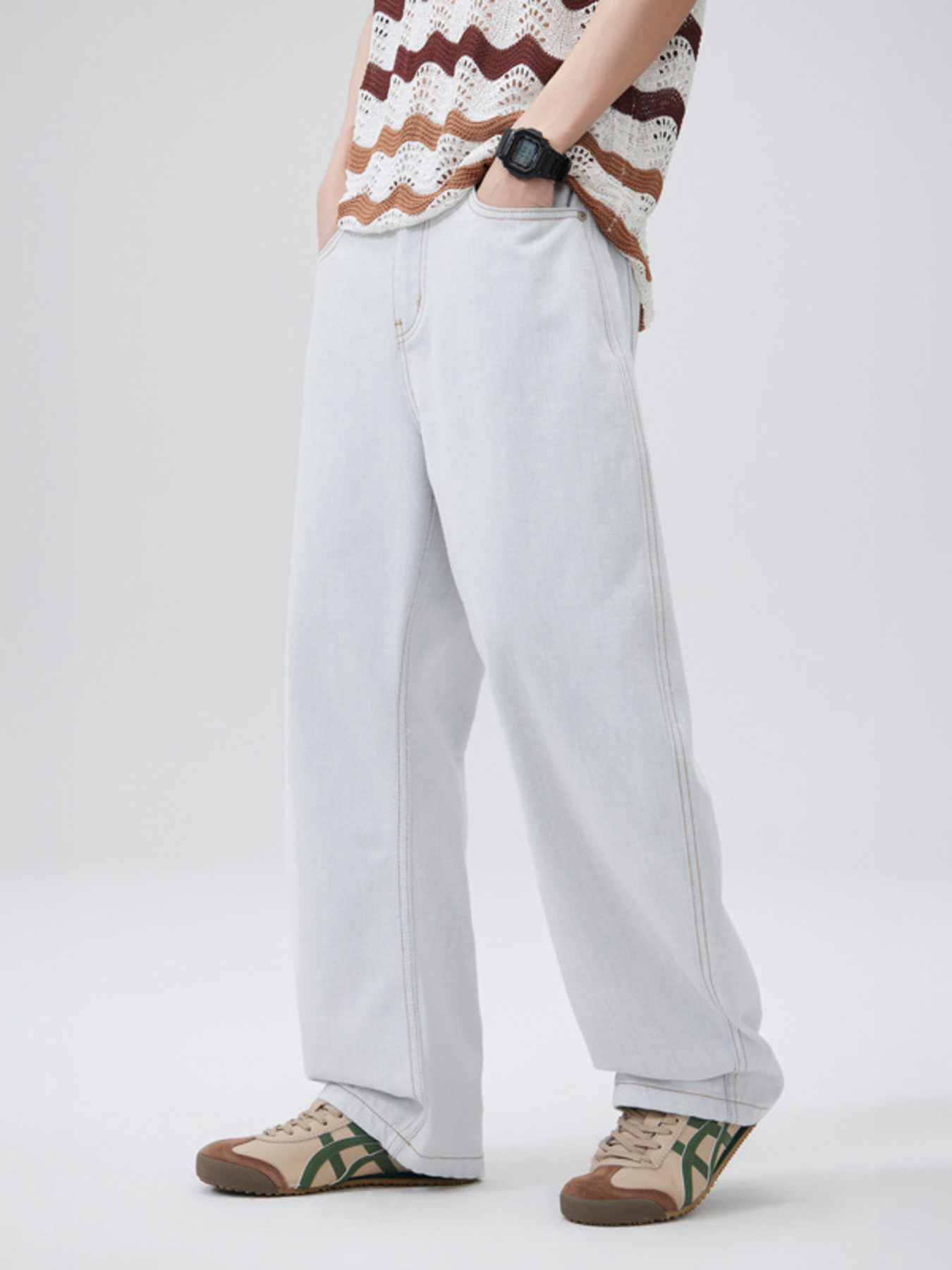 Men's Wash Wide Leg Jeans