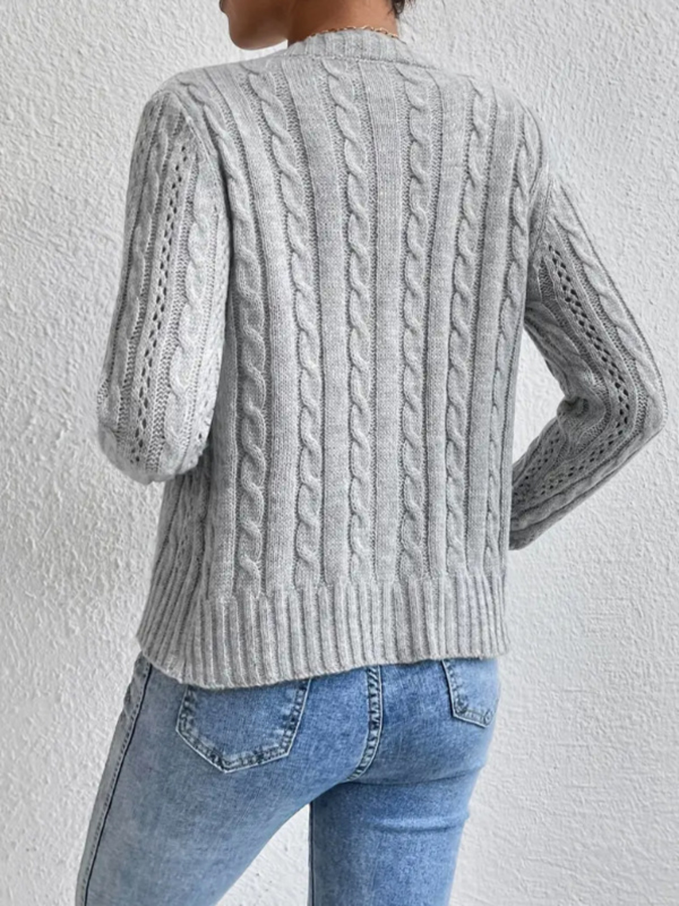 Cable Knit Button-Up Cardigan