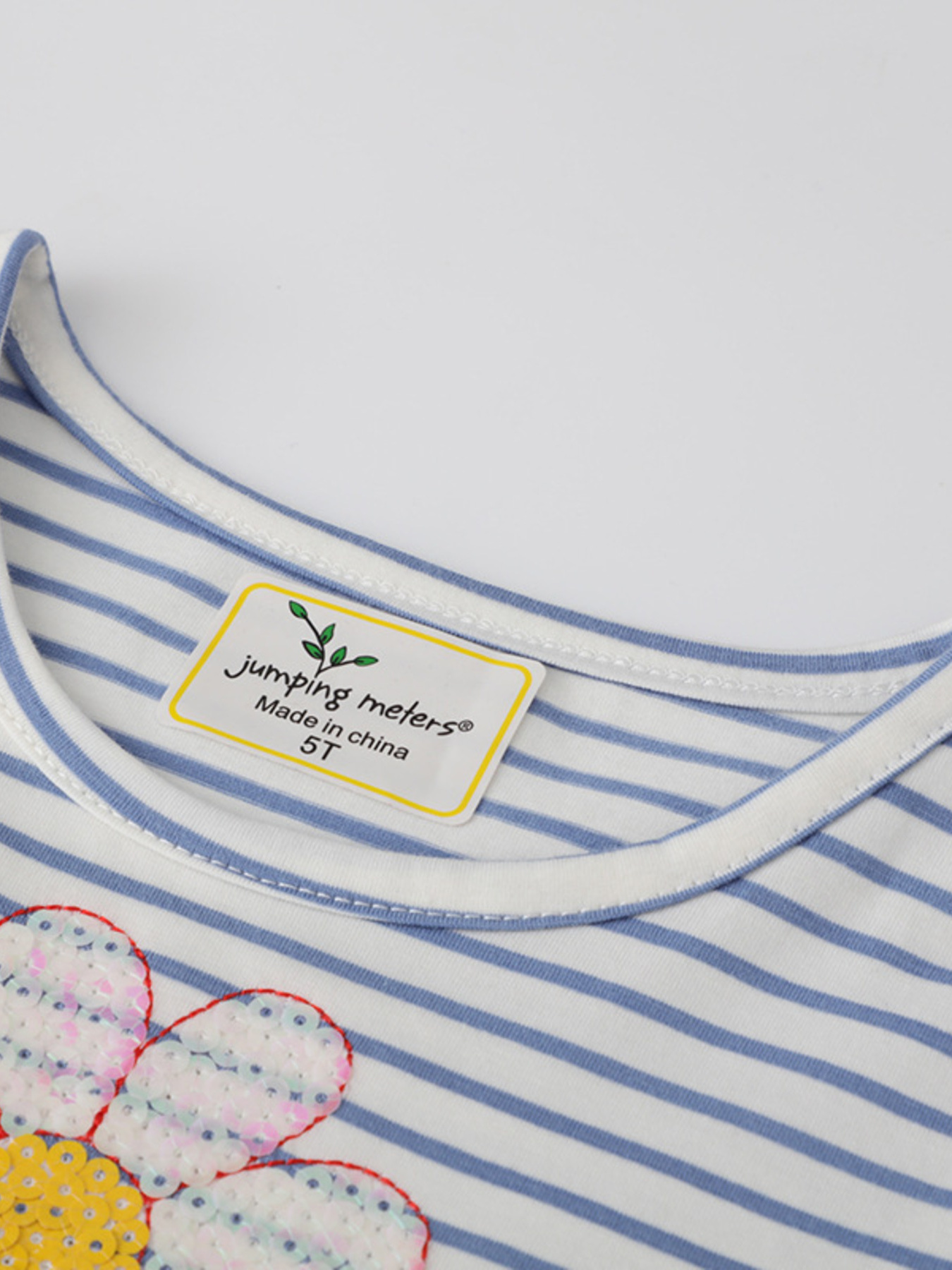 Children's Striped Sequin Flower Tulle Dress