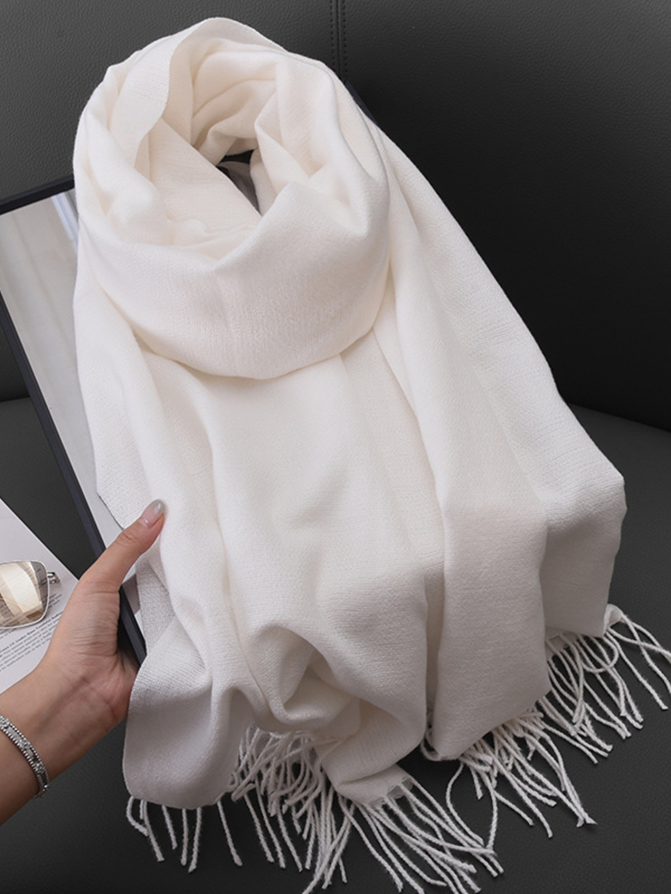 Solid Color Fringe Scarf