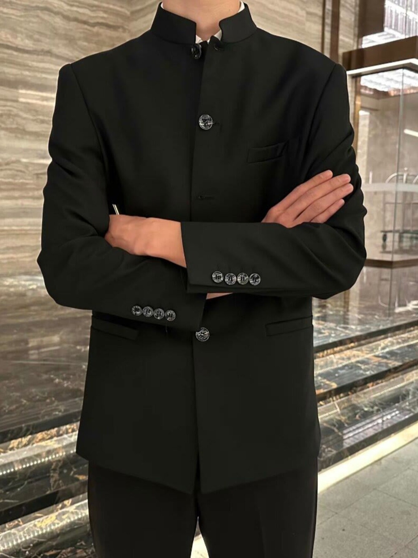 Men's Plus Size Button Up Long Sleeve Jacket