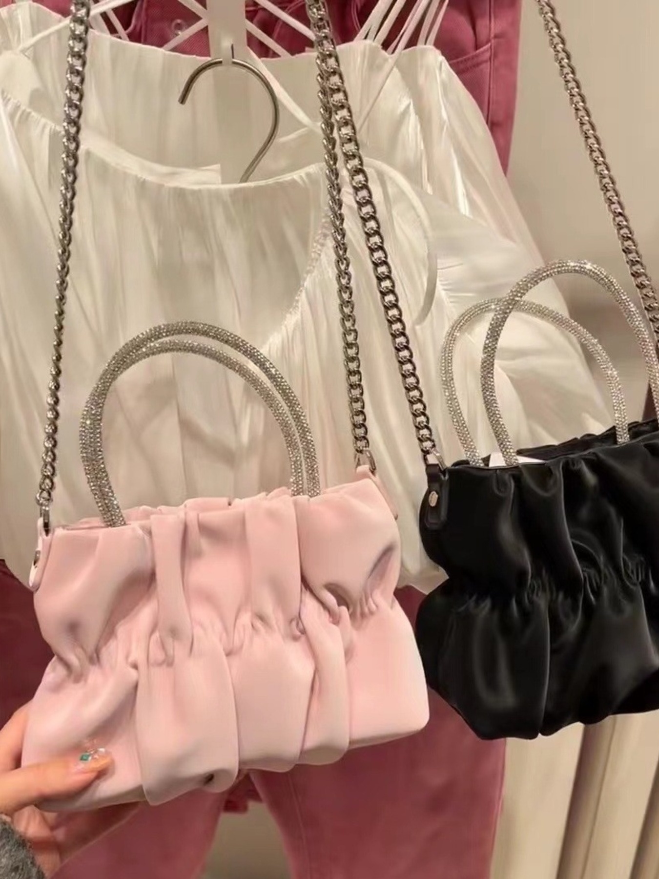 Ruched Chain Crossbody Bag