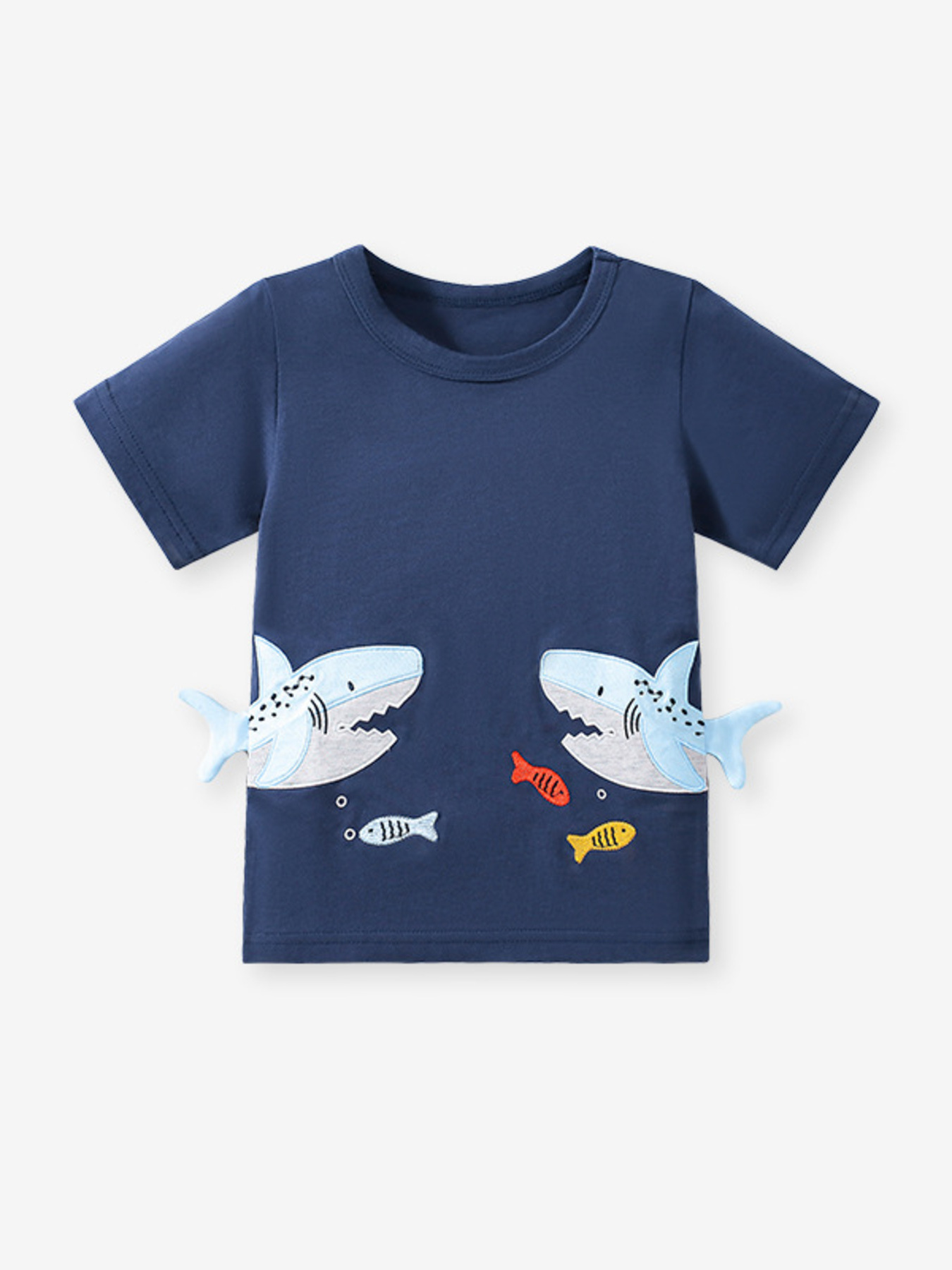 Children's Shark Graphic Crew Neck Short Sleeve T-Shirt