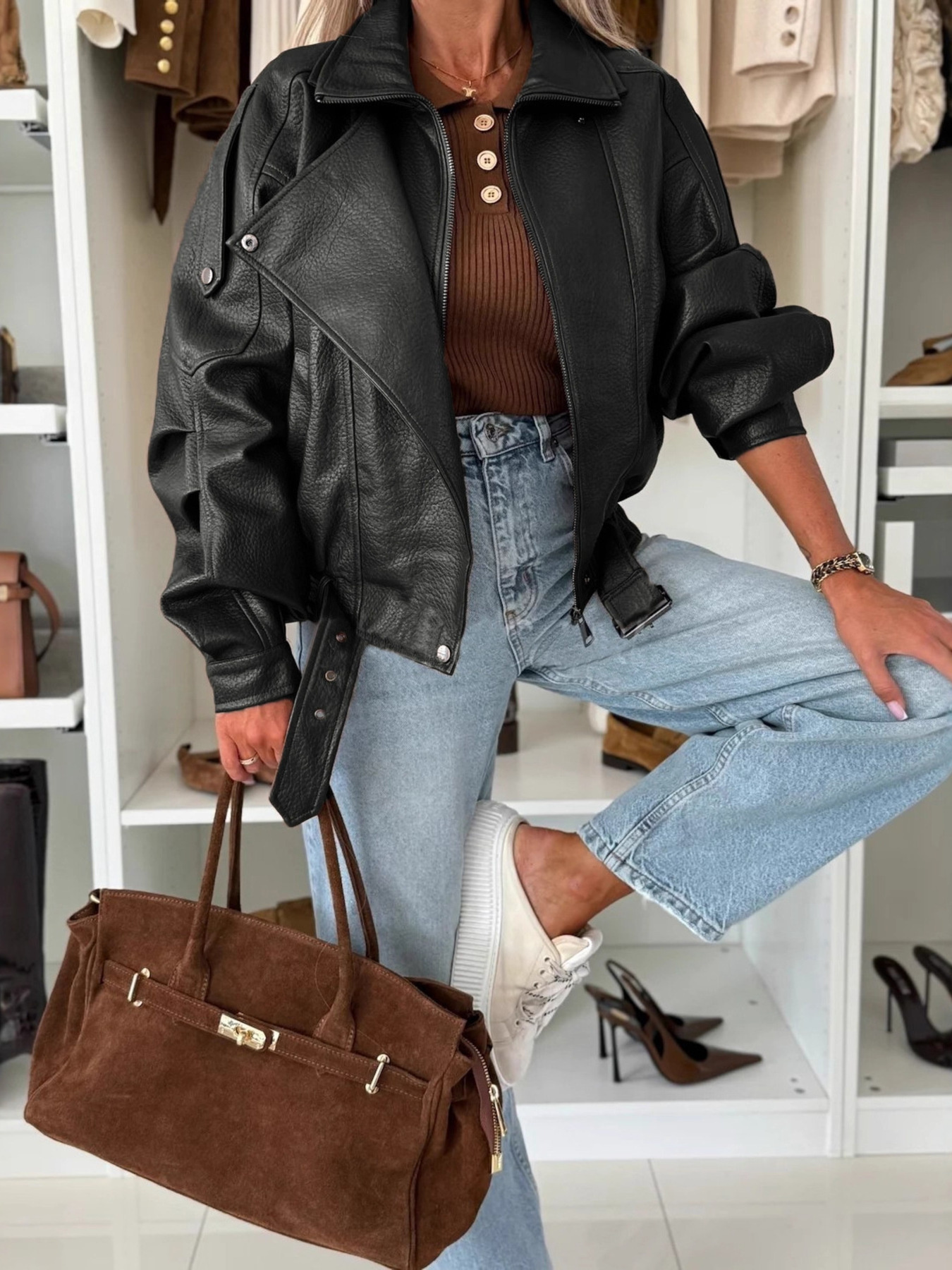 Leather Zip Up Jacket