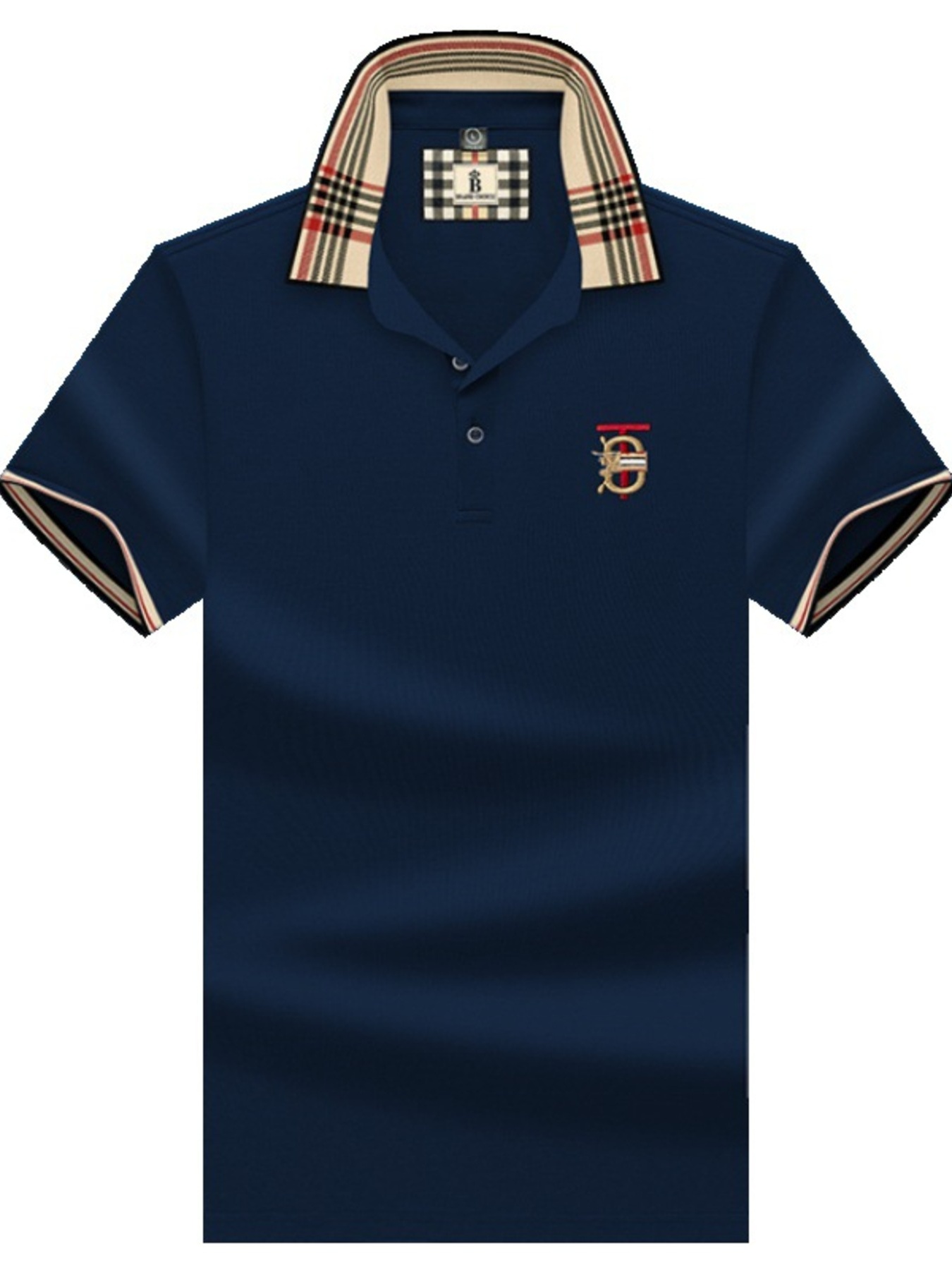 Men's Plus Size Plaid Collar Embroidered Polo