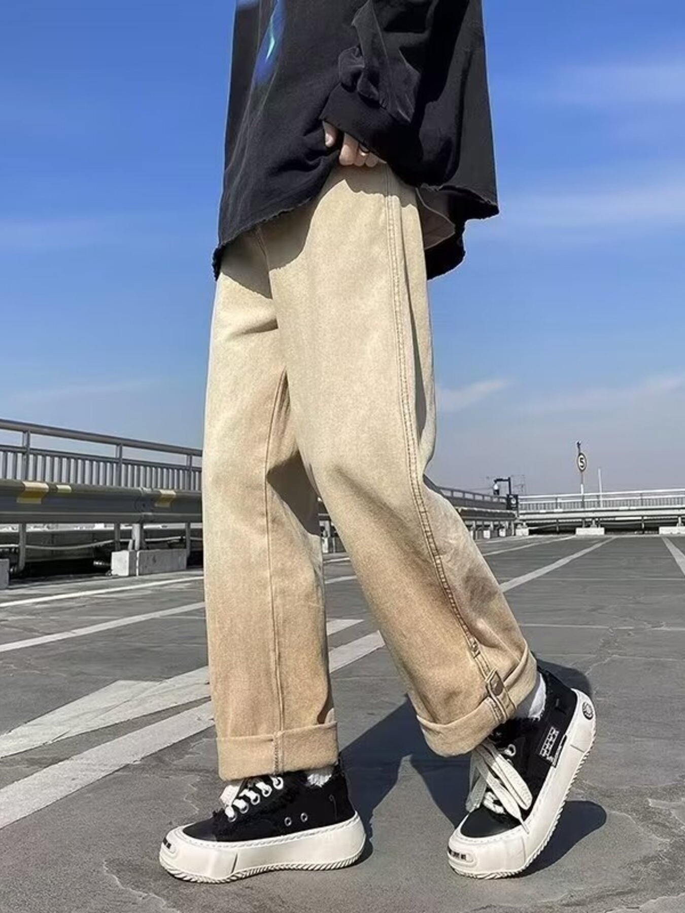 Men's Full Size Vintage Wash Wide Leg Jeans Plus Size