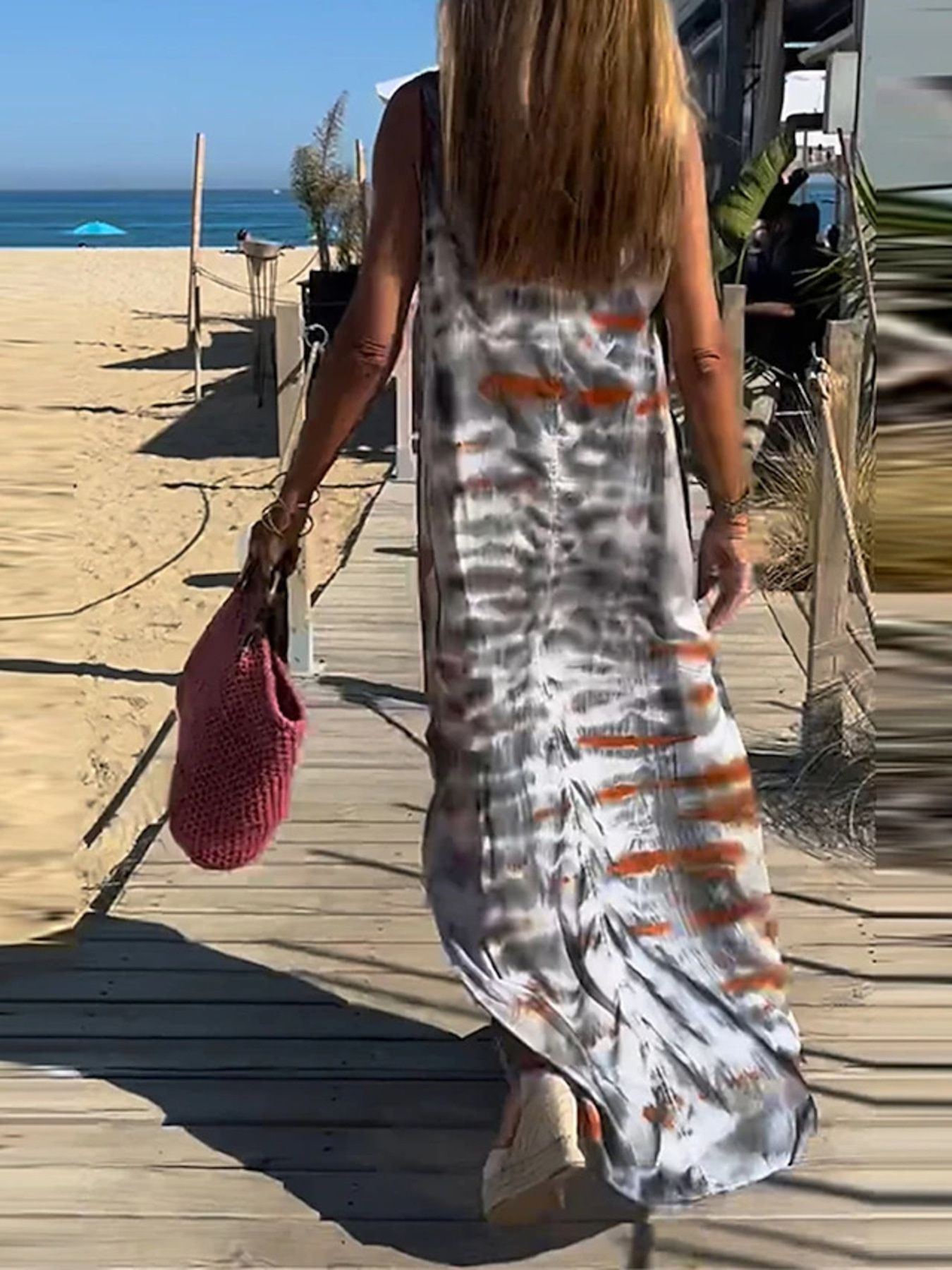 Tie-Dye V-Neck Maxi Cami Dress