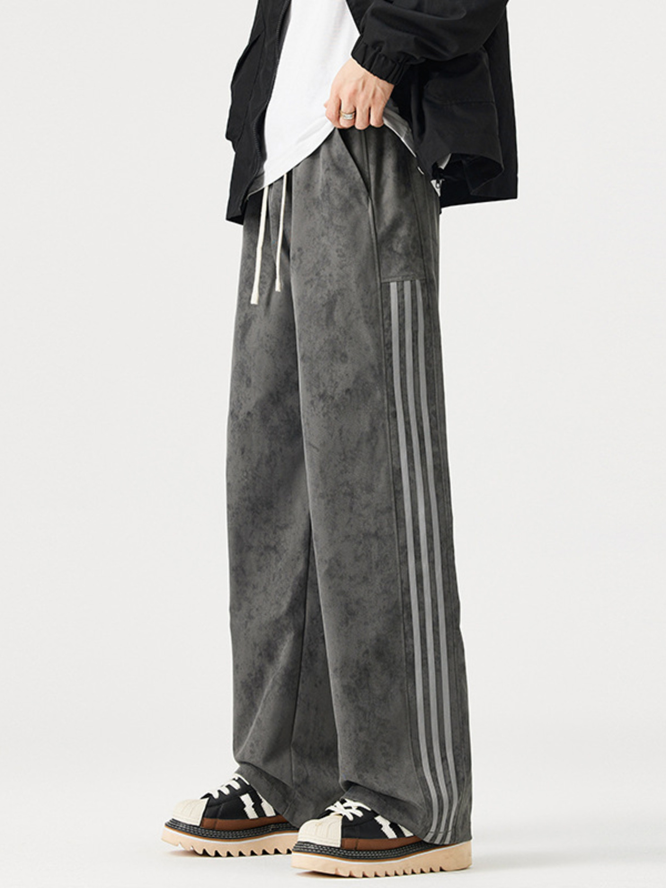 Men's Full Size Vintage Wash Wide Leg Pants Plus Size