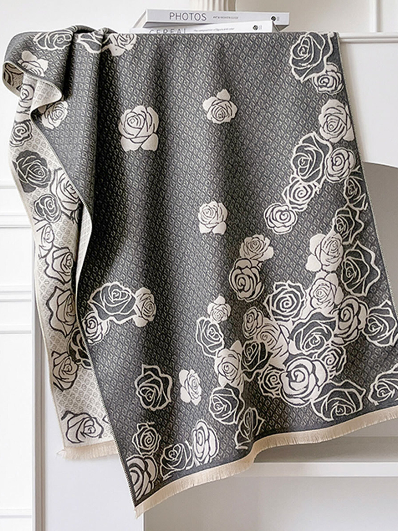 Rose Pattern Warm Scarf