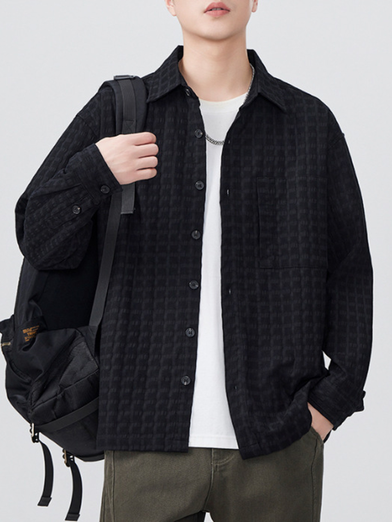 Men's Plus Size Button Up Long Sleeve Shirt