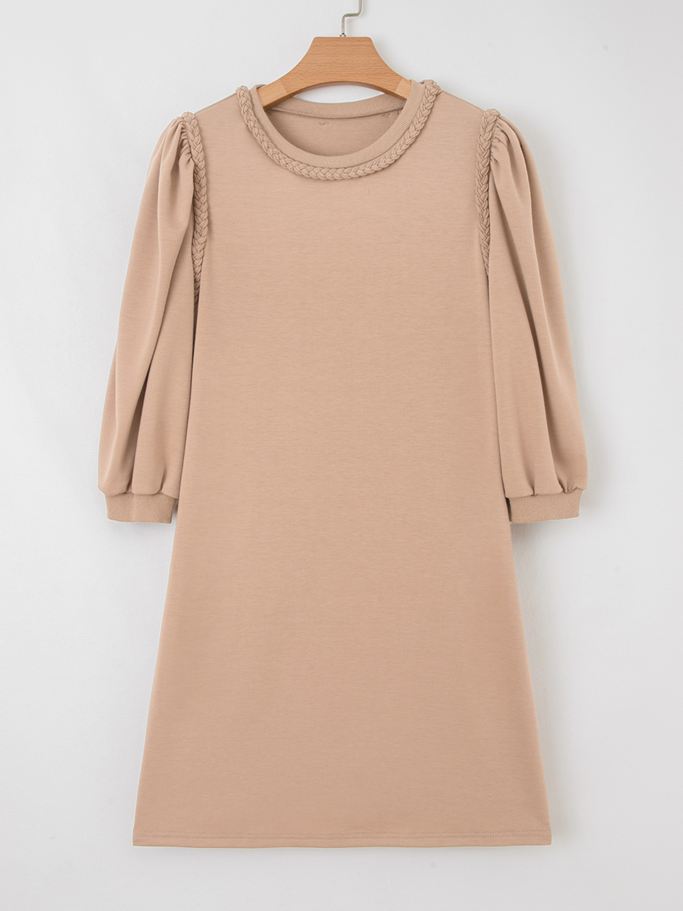 Braided Trim Puff Sleeve Dress