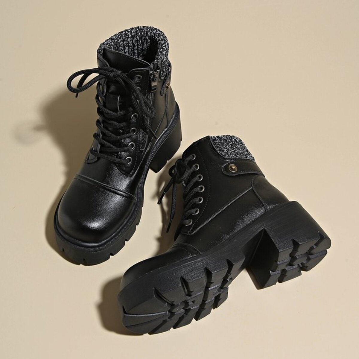 Round Toe Block Heels Boots