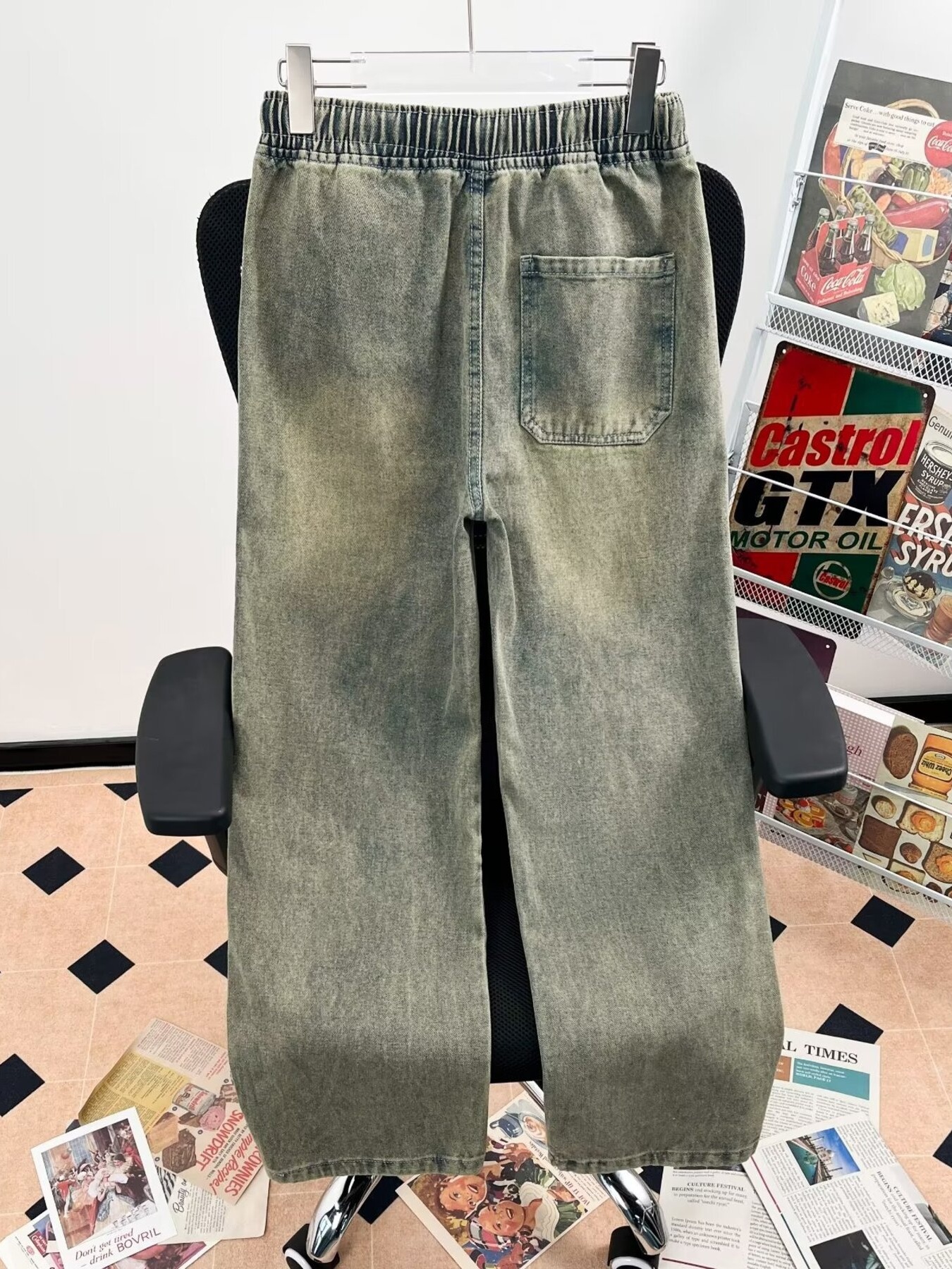 Men's Plus Size Drawstring Wide Leg Jeans