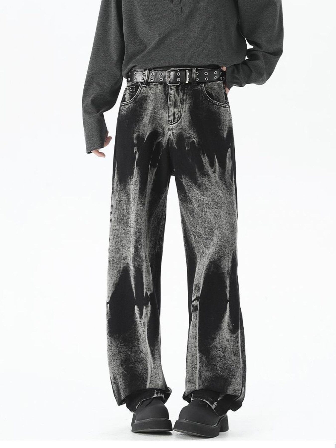 Men's Plus Size Washed Loose Fit Jeans