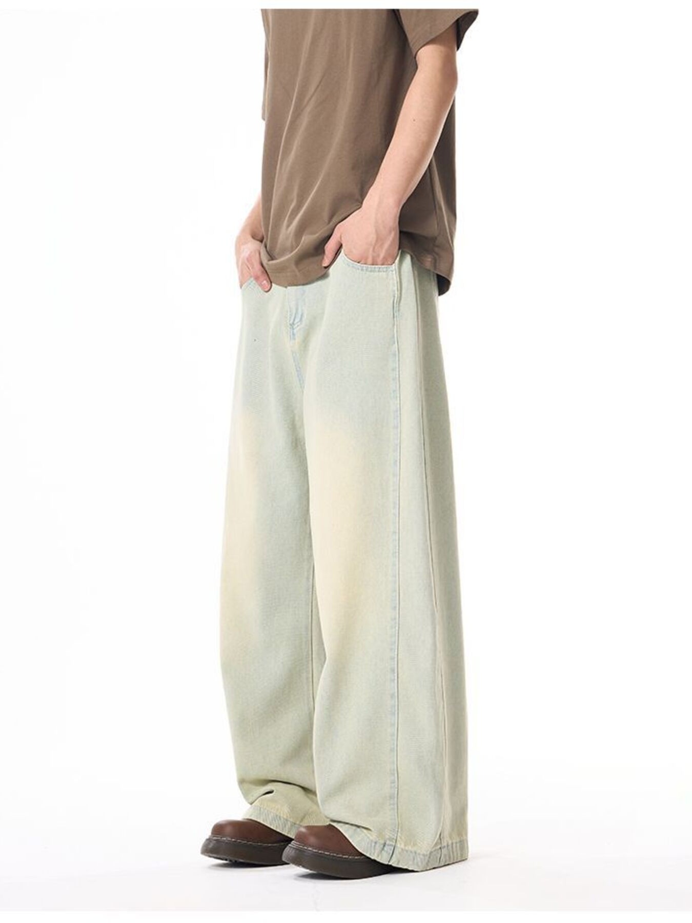 Men's Plus Size Wash Wide Leg Jeans